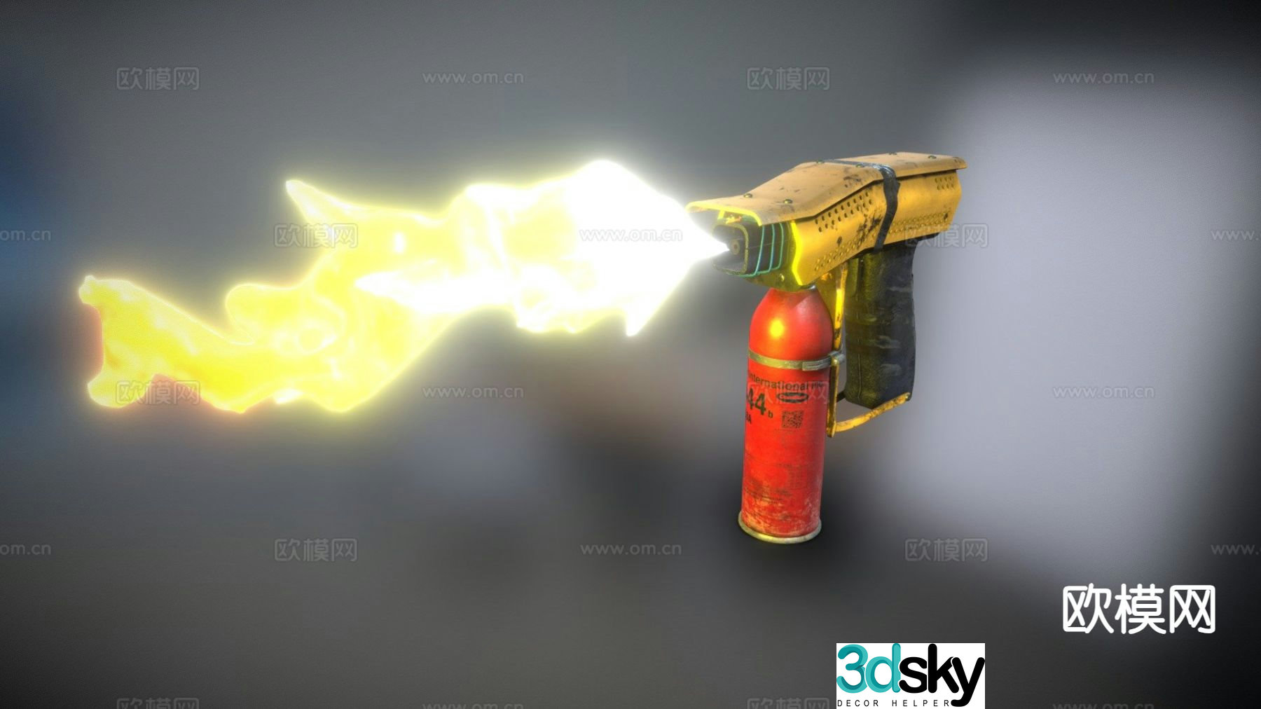 Small flamethrower game prop 3D model