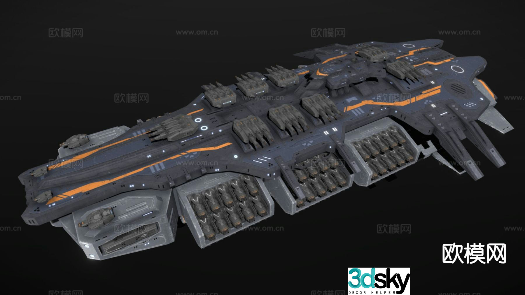 Sci-fi battleship Valkyrie 3D model