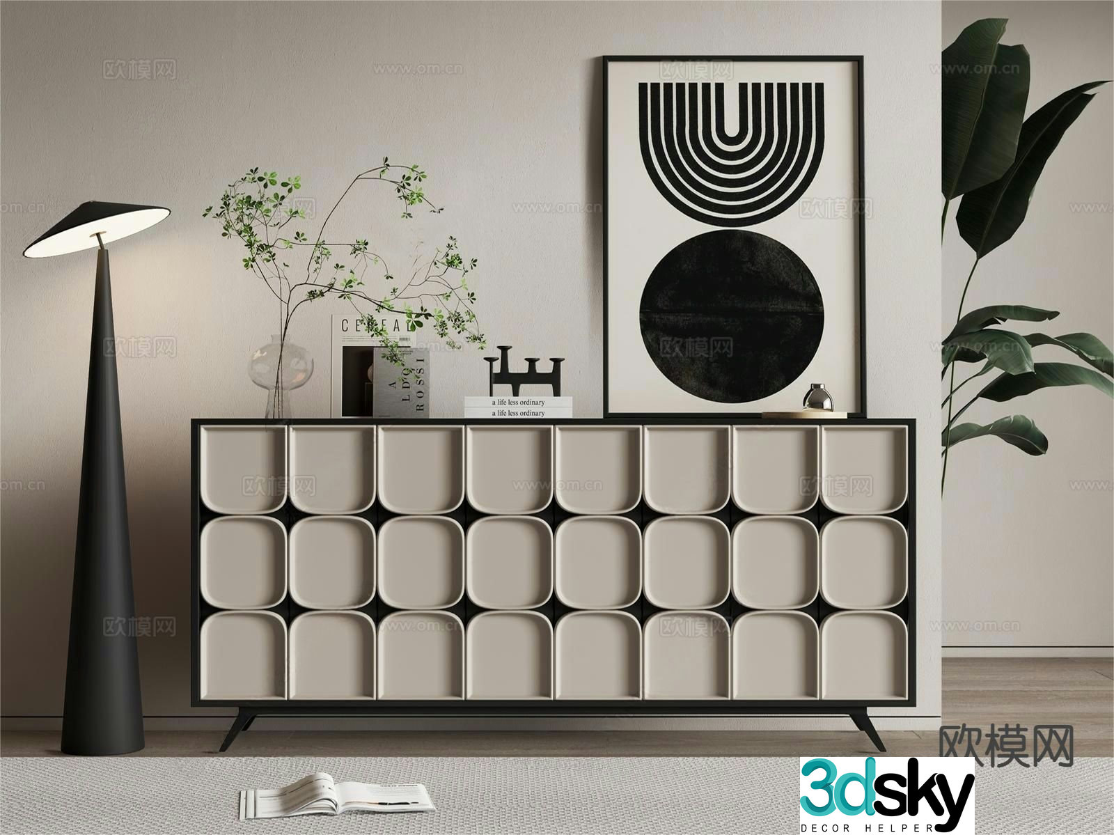 Modern entrance cabinet end view cabinet side cabinet 3D model