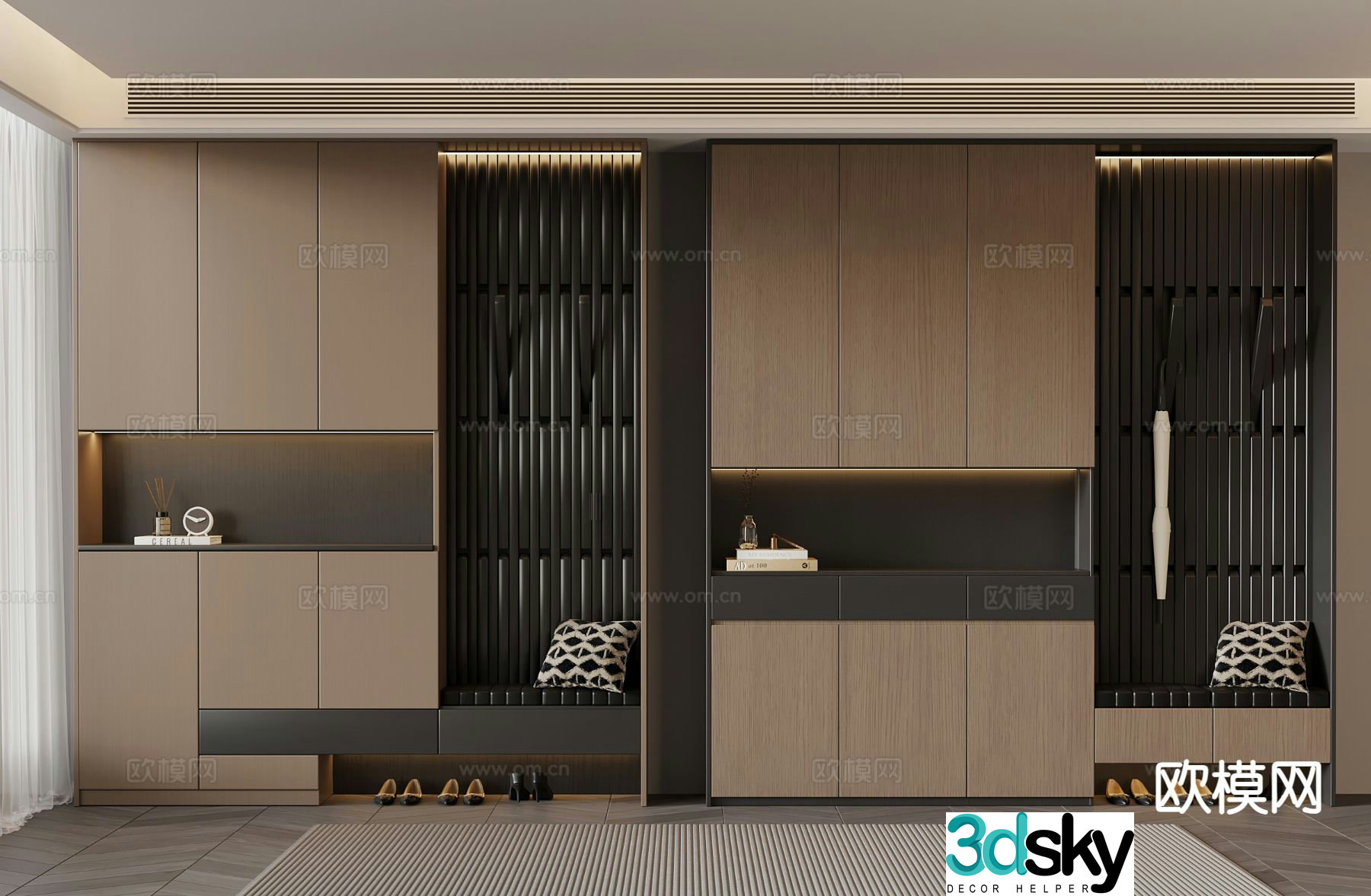 Italian style shoe cabinet partition shoe cabinet entrance shoe cabinet top shoe cabinet 3D model