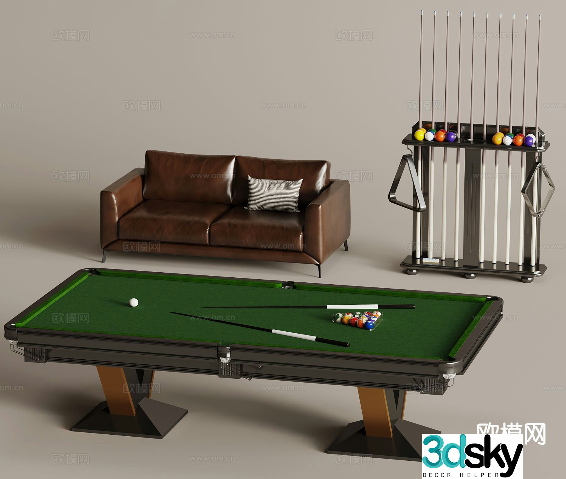 Modern pool table 3d model