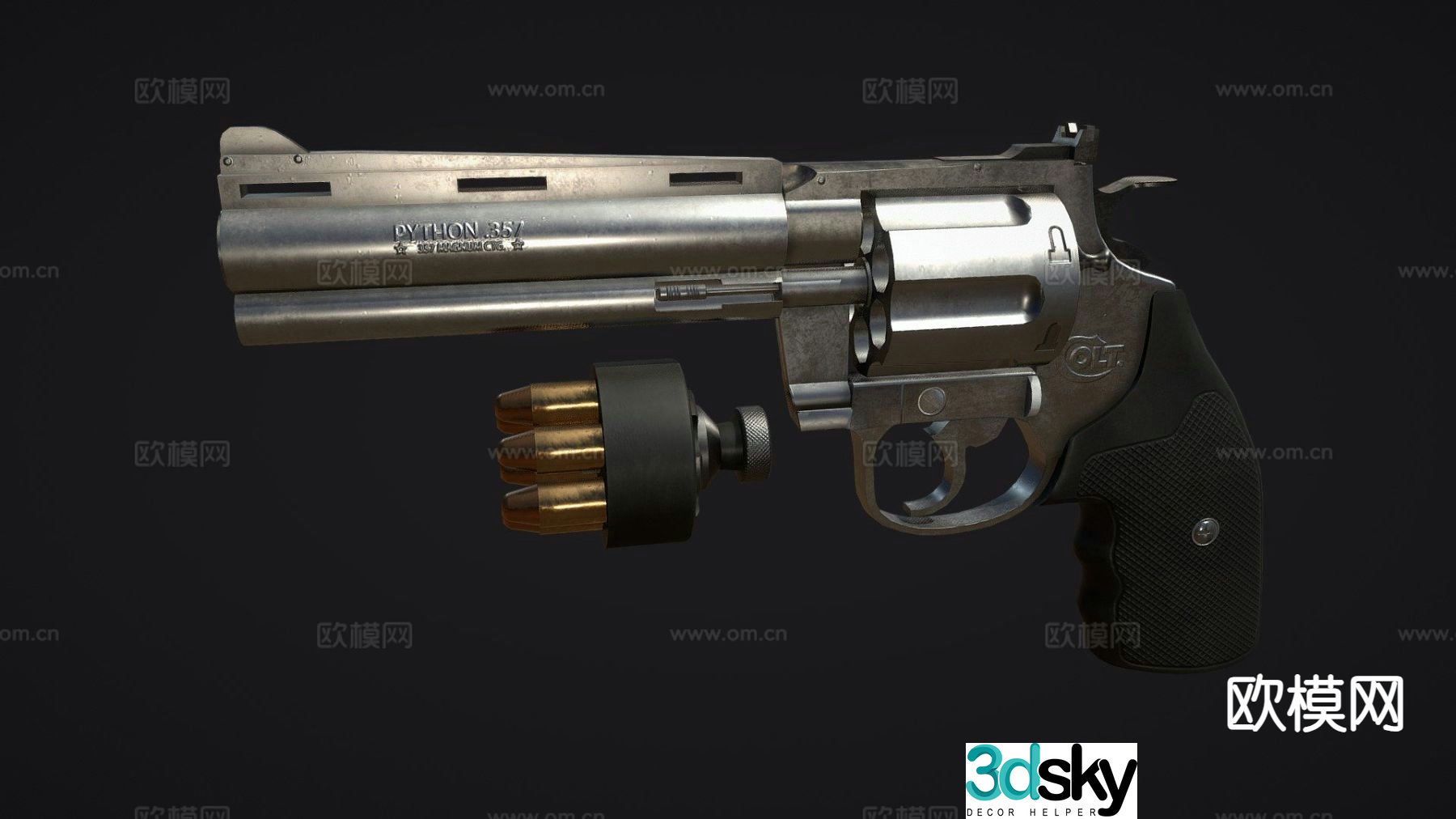 revolver gun firearm weapon 3d model