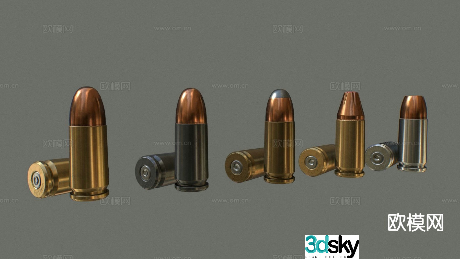MM ammunition bag 9x19MM bullet 3d model