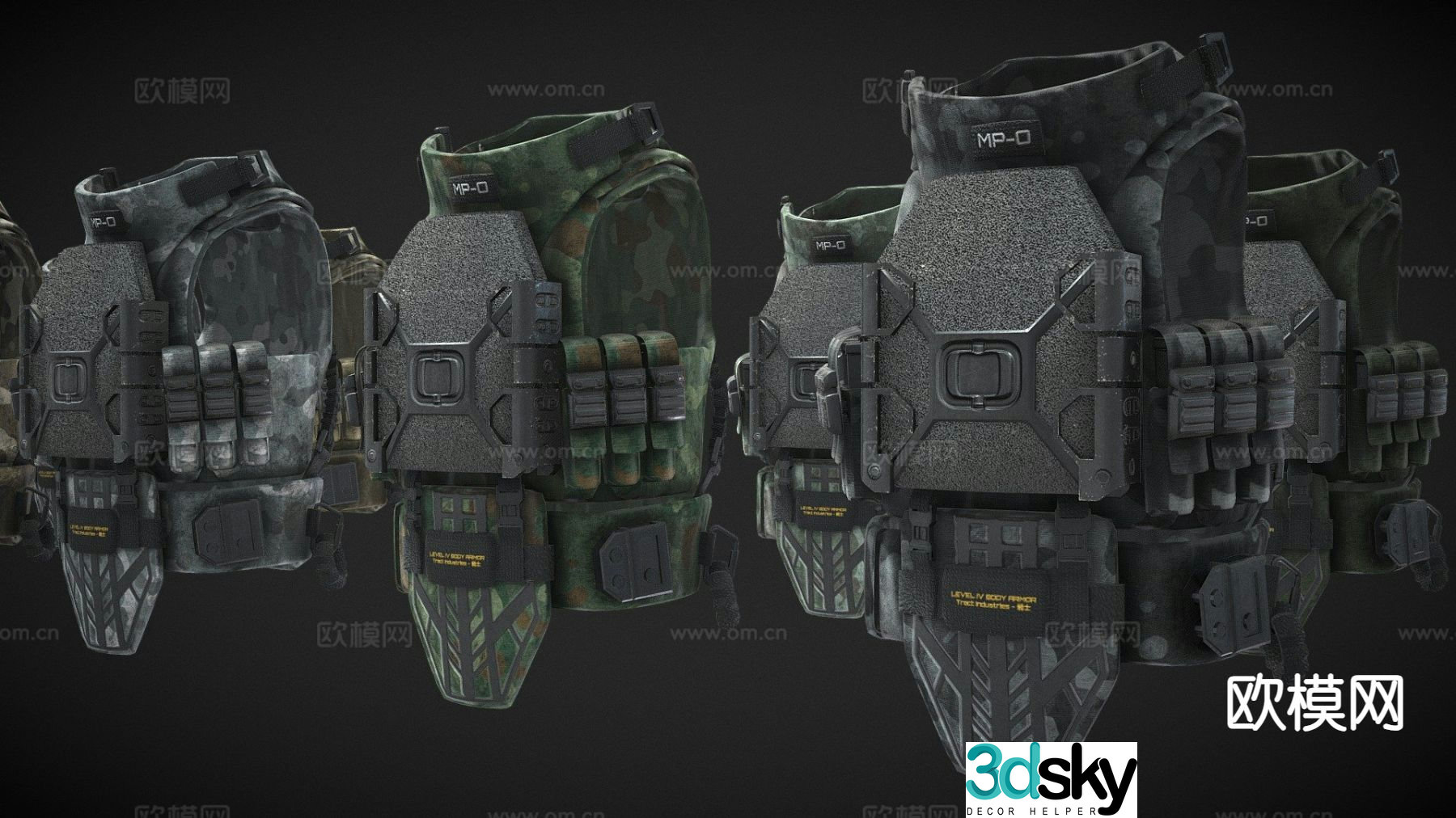 Level 4 military vest, armor, camouflage uniform 3D model