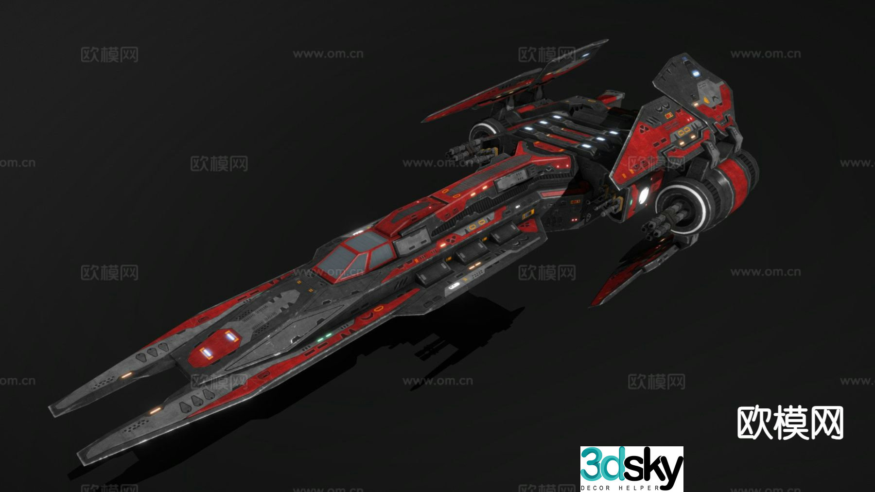 Starship battleship 3d model