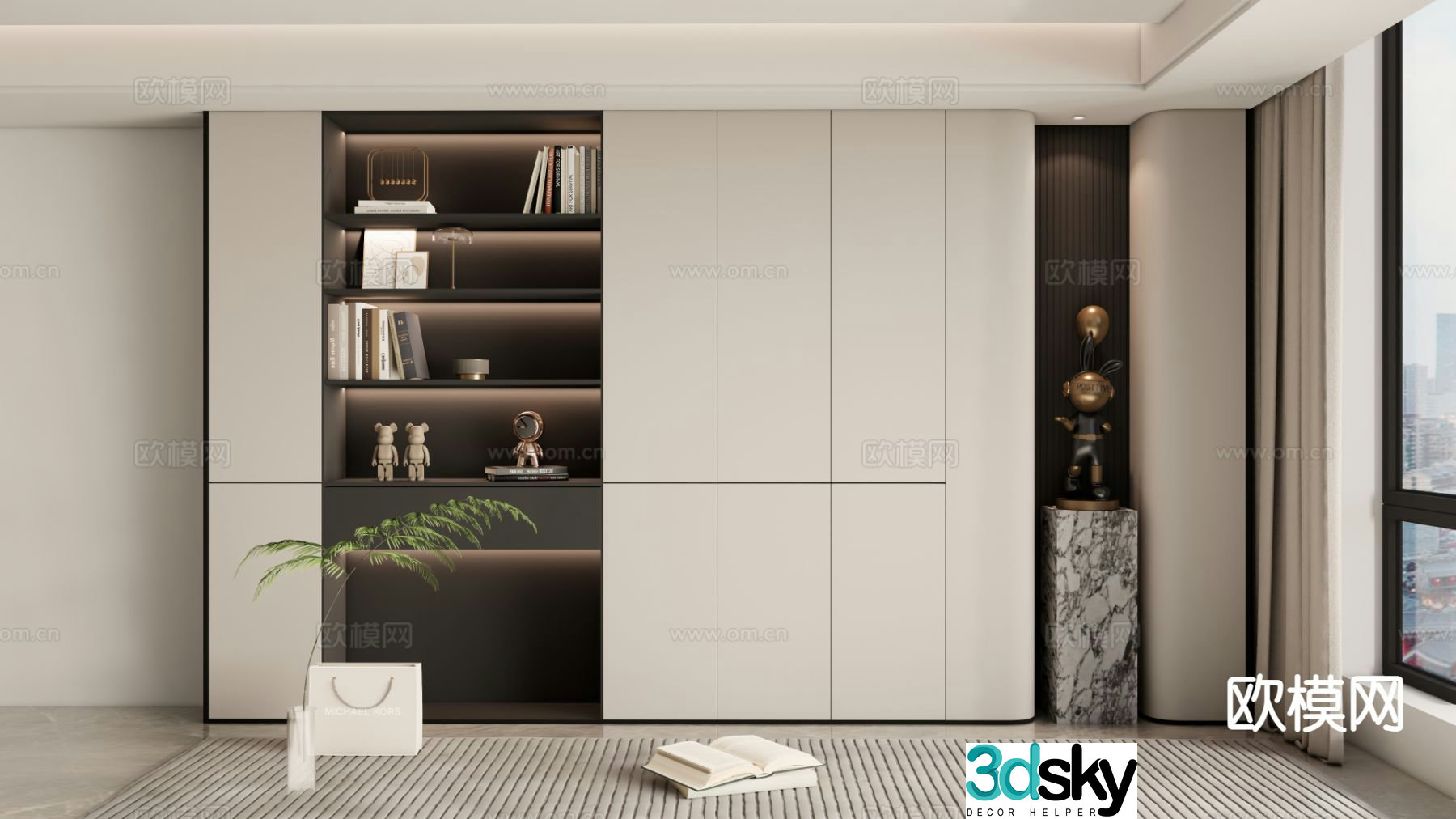 Modern minimalist bookcase office bookcase 3d model