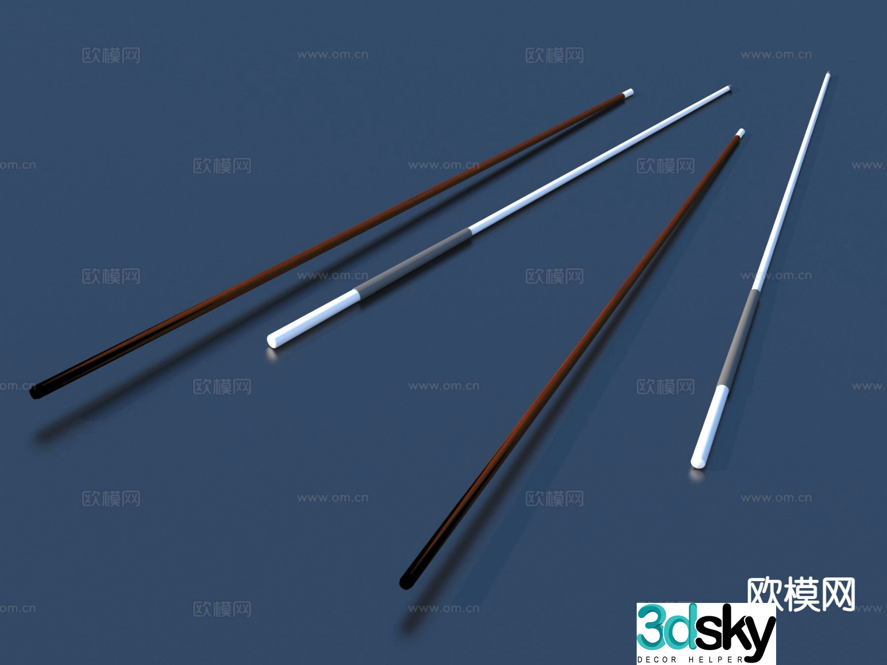 Billiard cues sports equipment 3d model