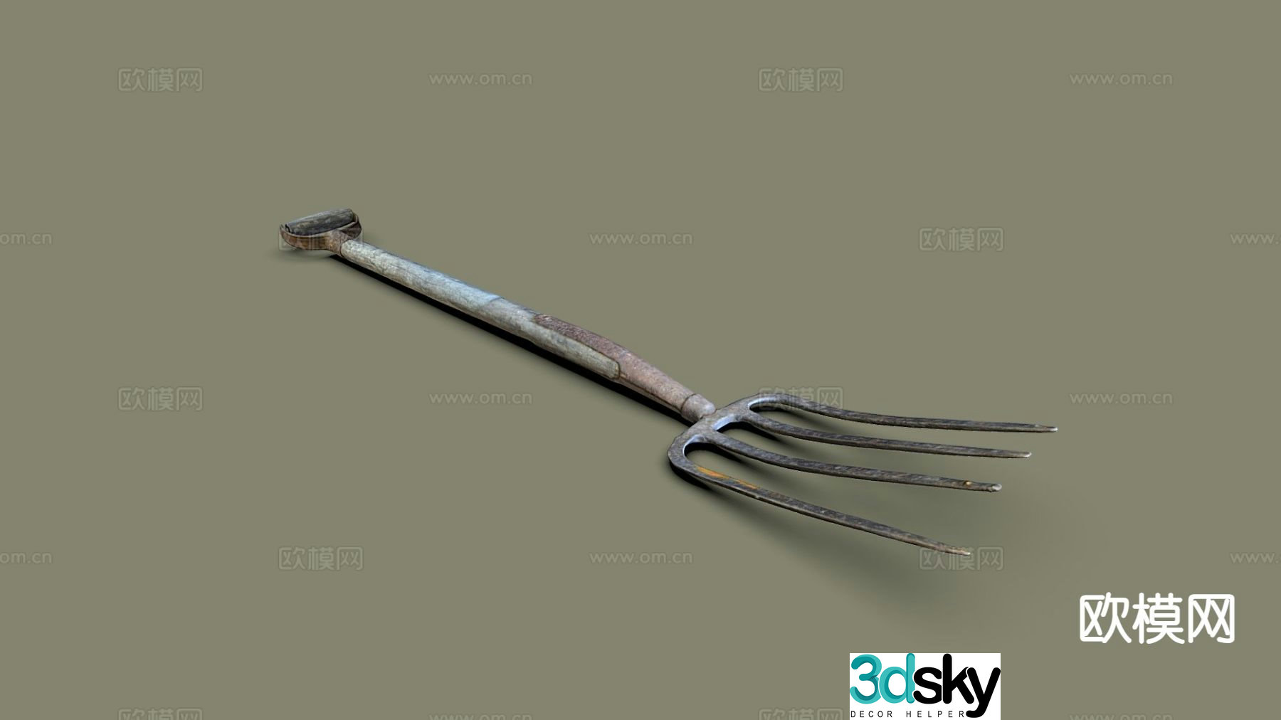Digging fork game props agricultural tools 3d model