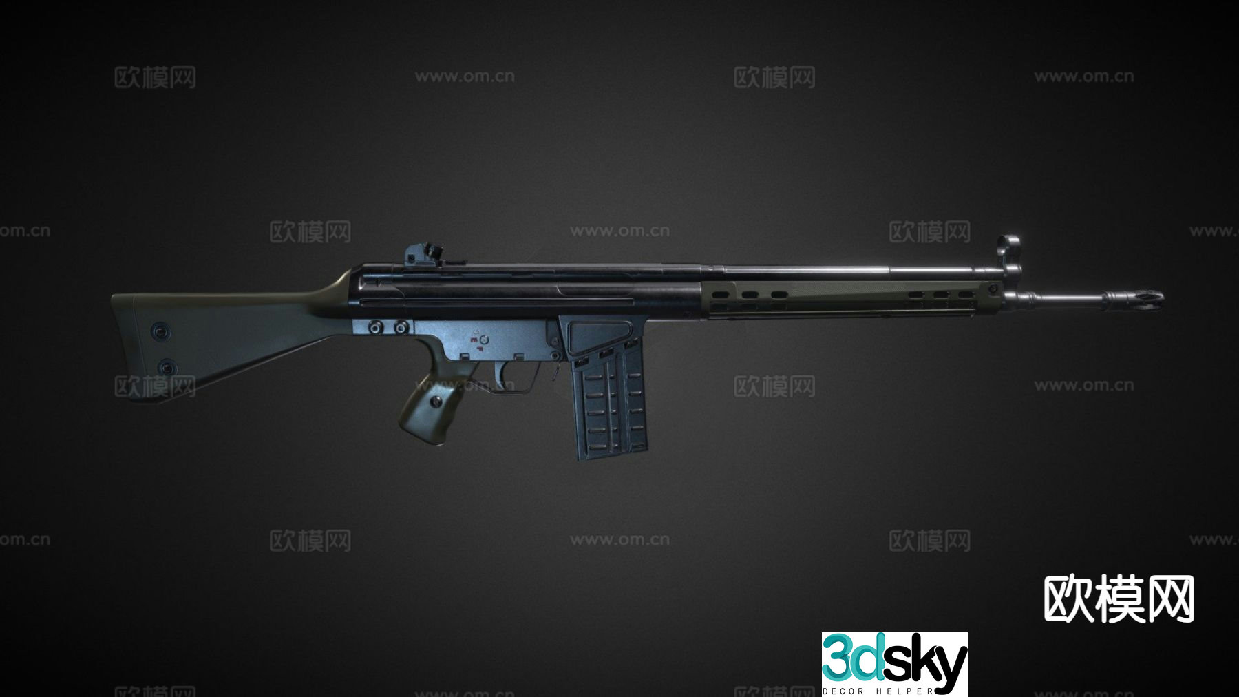 G3A3 rifle gun firearm 3d model