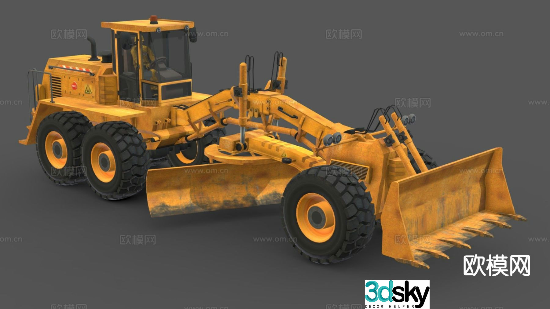 Grader Bulldozer Excavator 3D Model