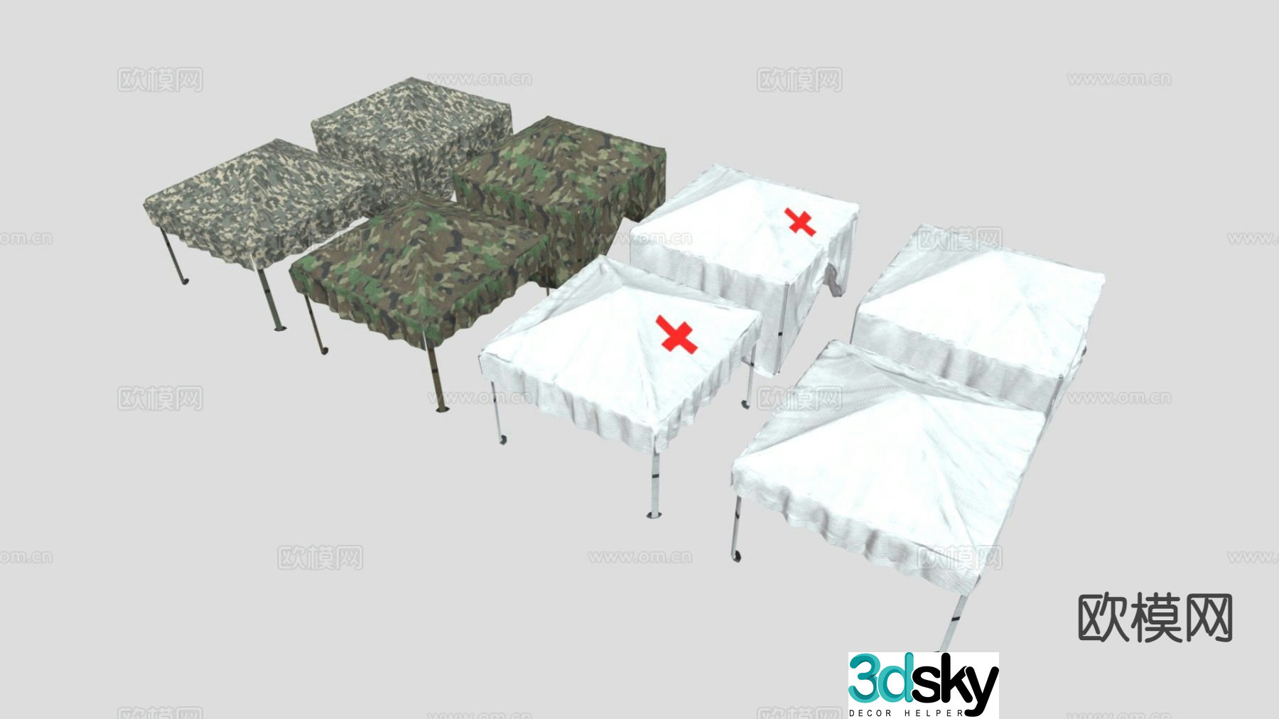 awning military tent outdoor tent 3d model