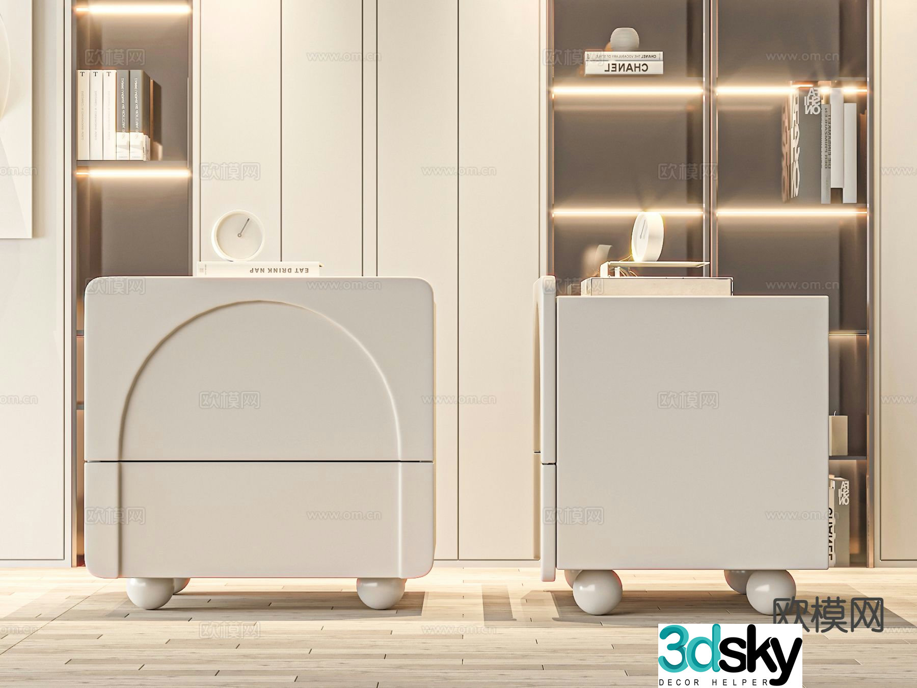 Cream style bedside table 3d model