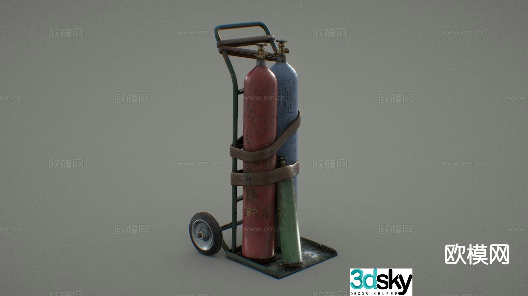 Welding gas tank trolley 3d model