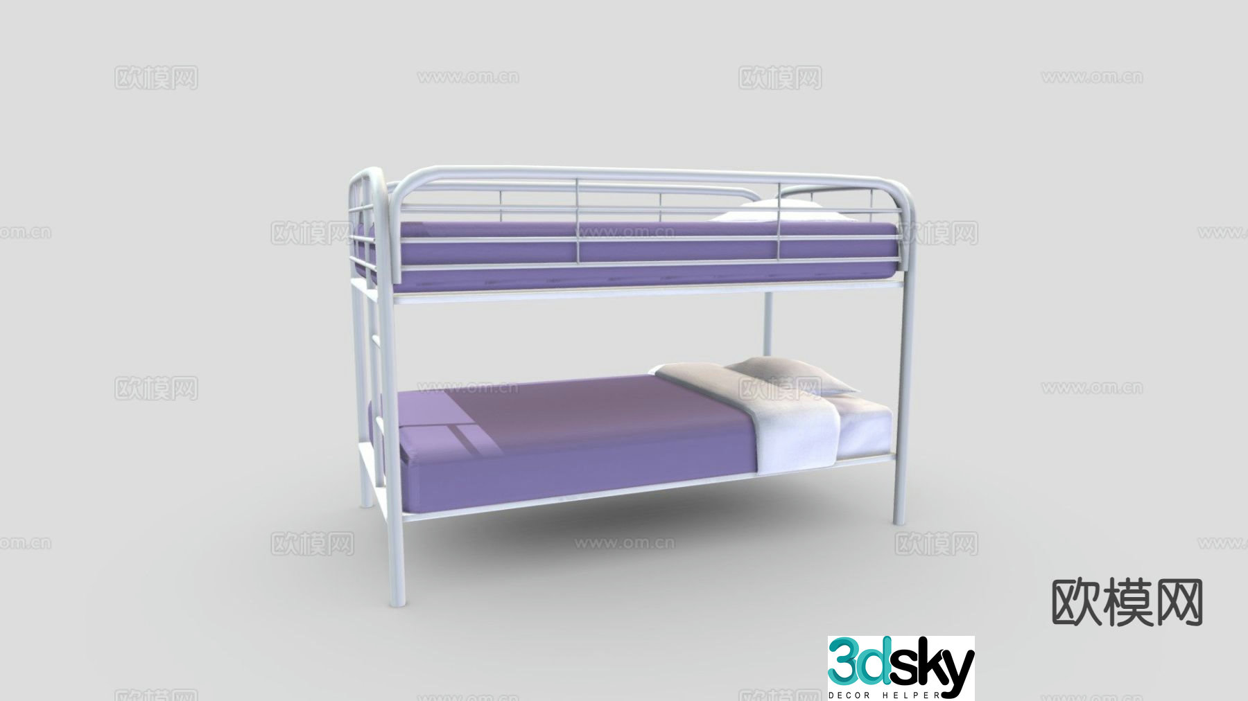 White metal bunker bed bunk bed bunk bed 3d model
