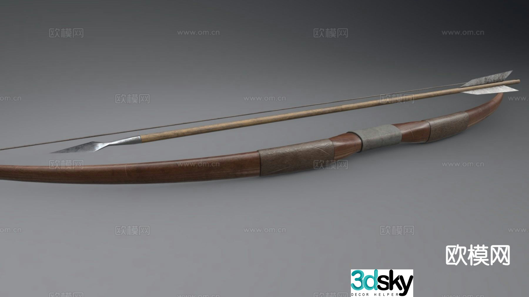 Aged bow arrow 3d model