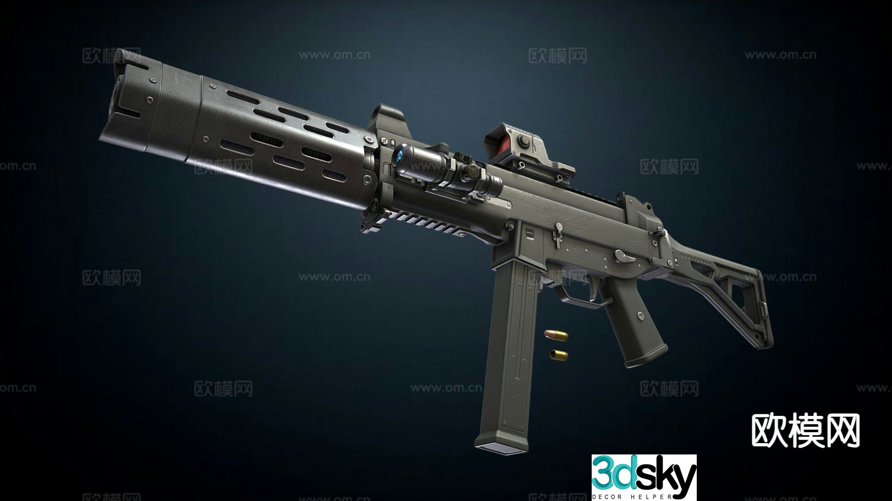 UM44 submachine gun gun firearm weapon 3d model