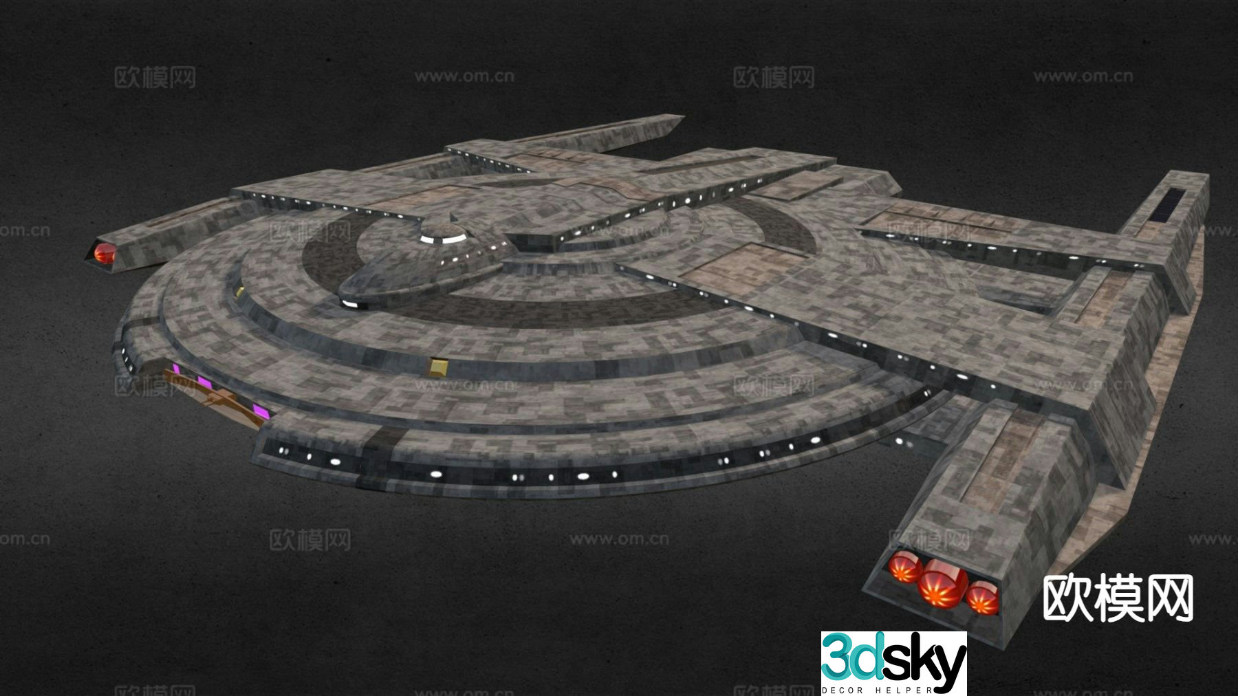 Engel class starship ancestor aircraft carrier science fiction station 3d model