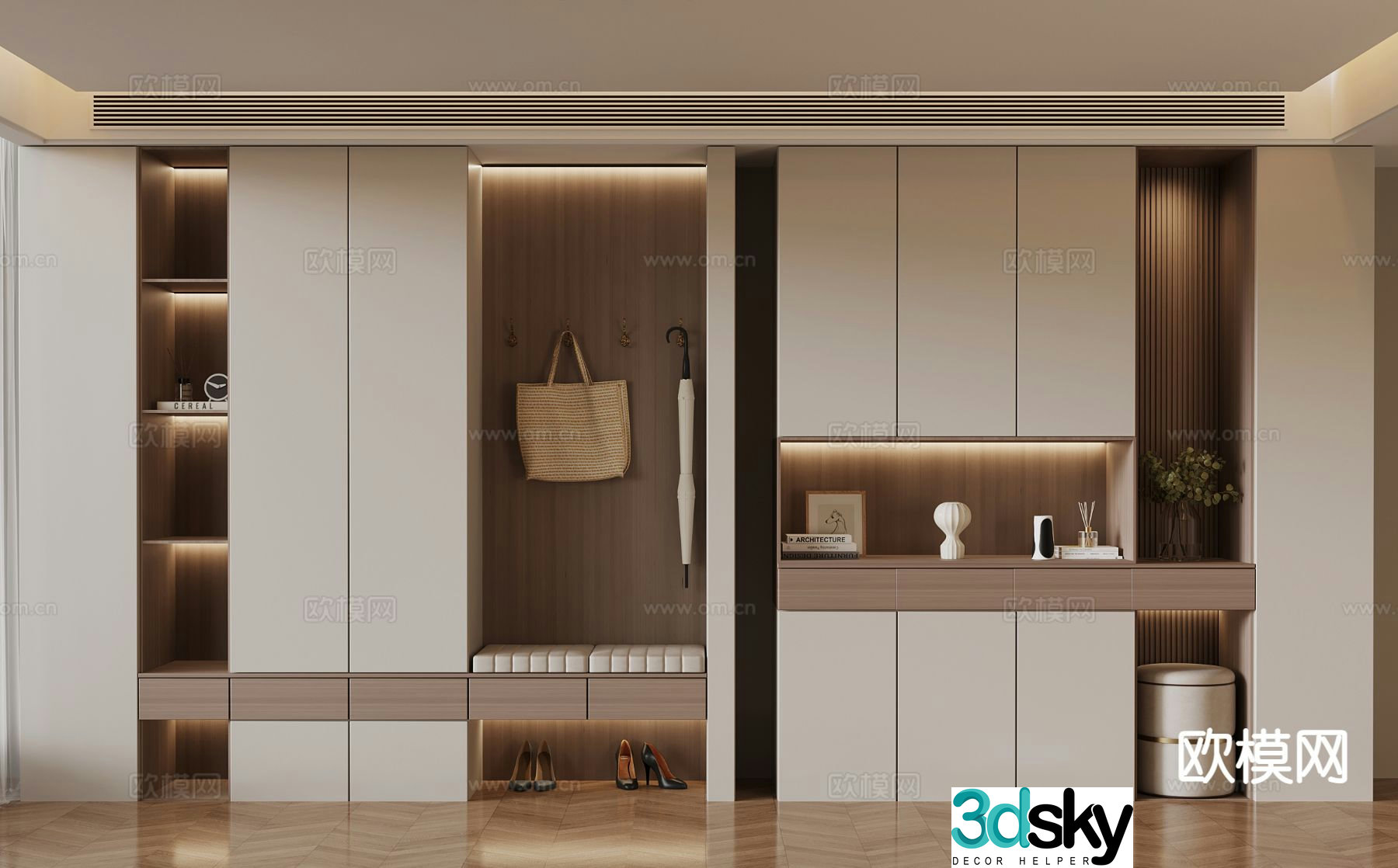Modern partition shoe cabinet entrance shoe cabinet top shoe cabinet 3D model