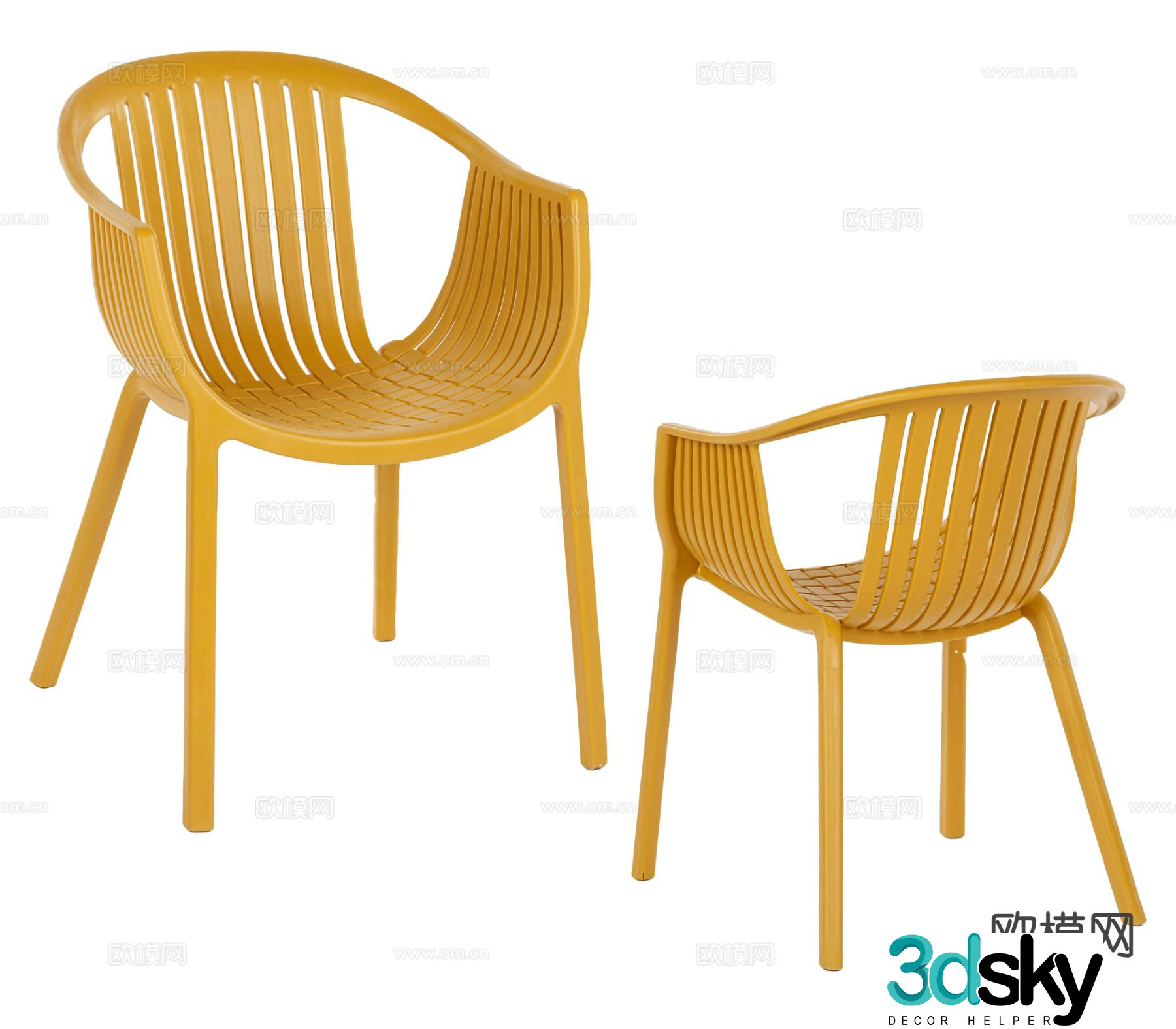 Modern plastic chair single chair outdoor chair 3d model