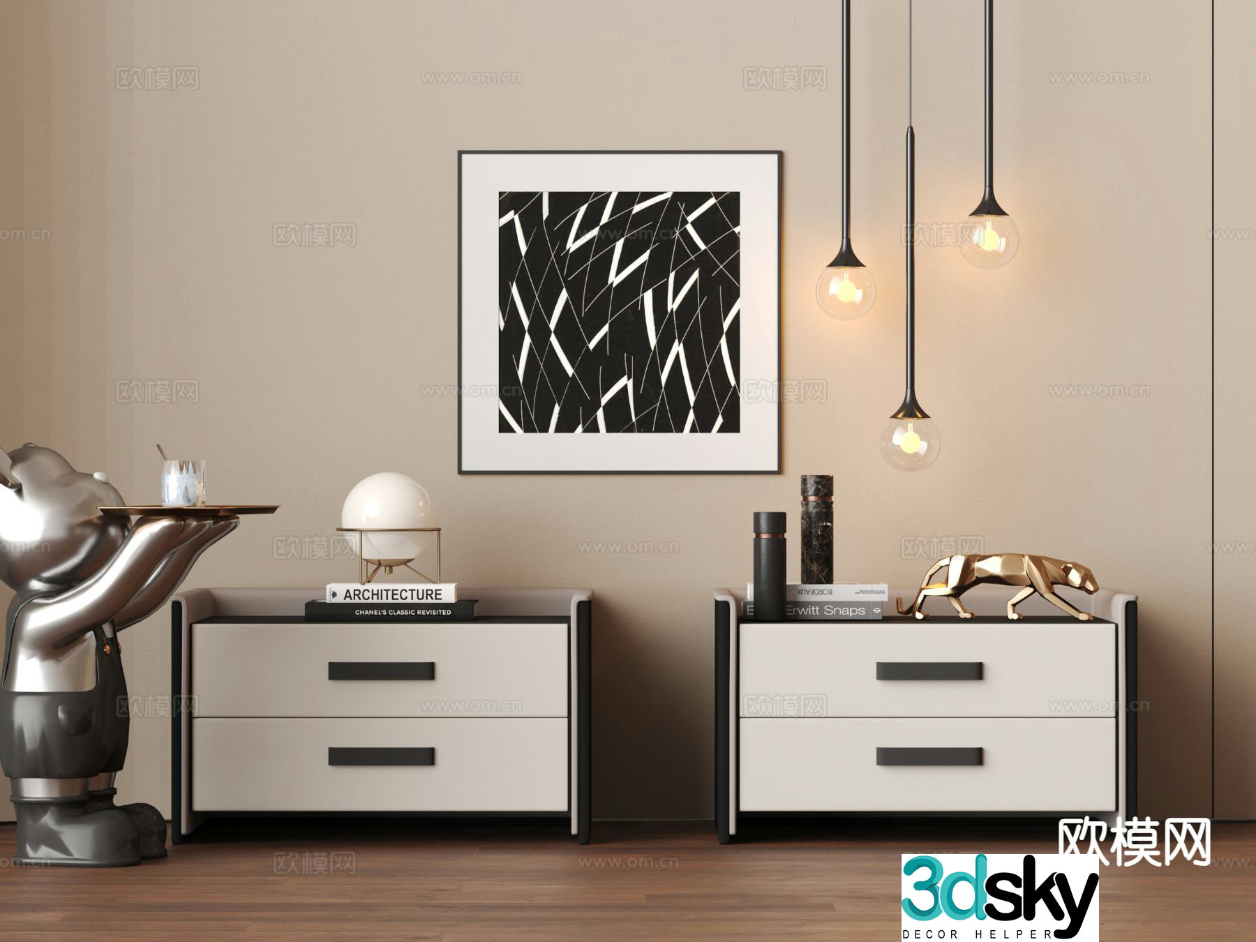 Modern bedside table 3d model