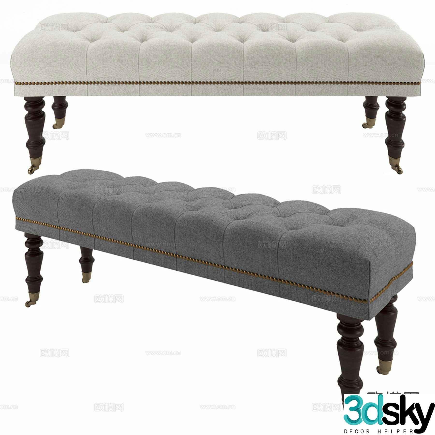 Jianou footrest bed end stool 3d model
