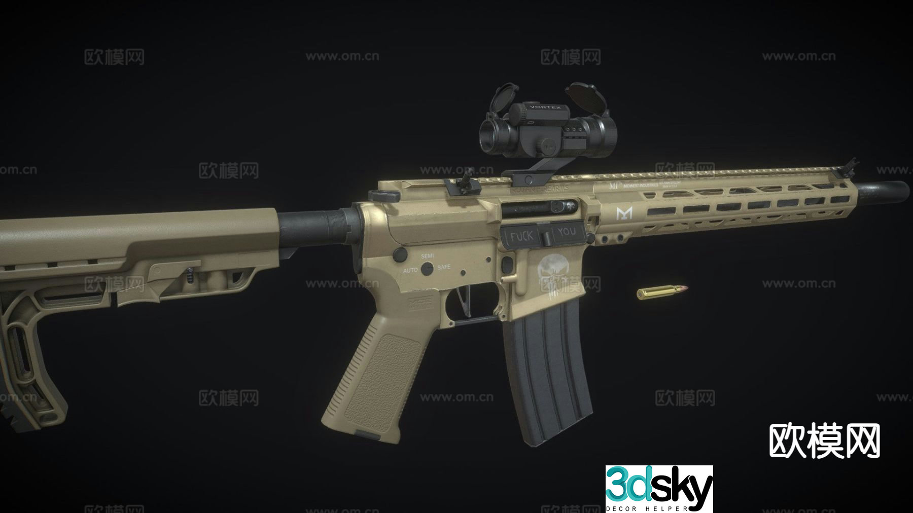 automatic rifle gun firearm 3d model