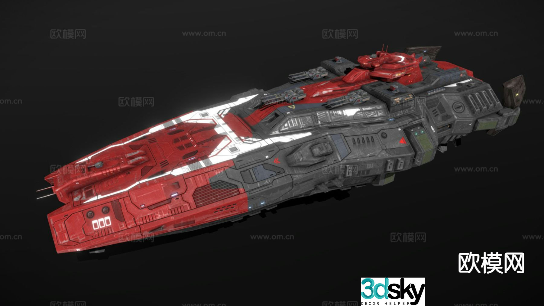 Pirate clan space battleship 3d model
