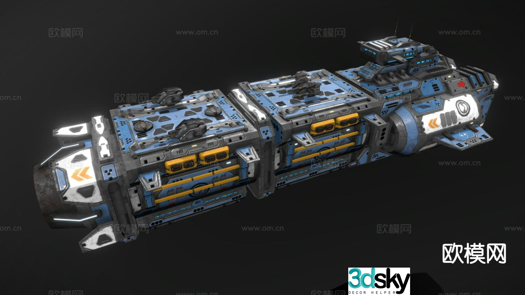 sci-fi frigate rhinoceros game weapon 3d model