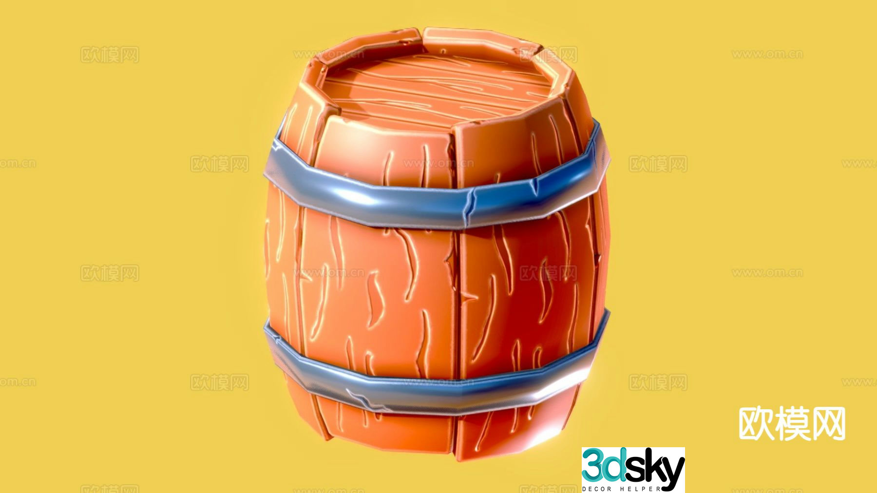 Game items wooden barrel 3d model