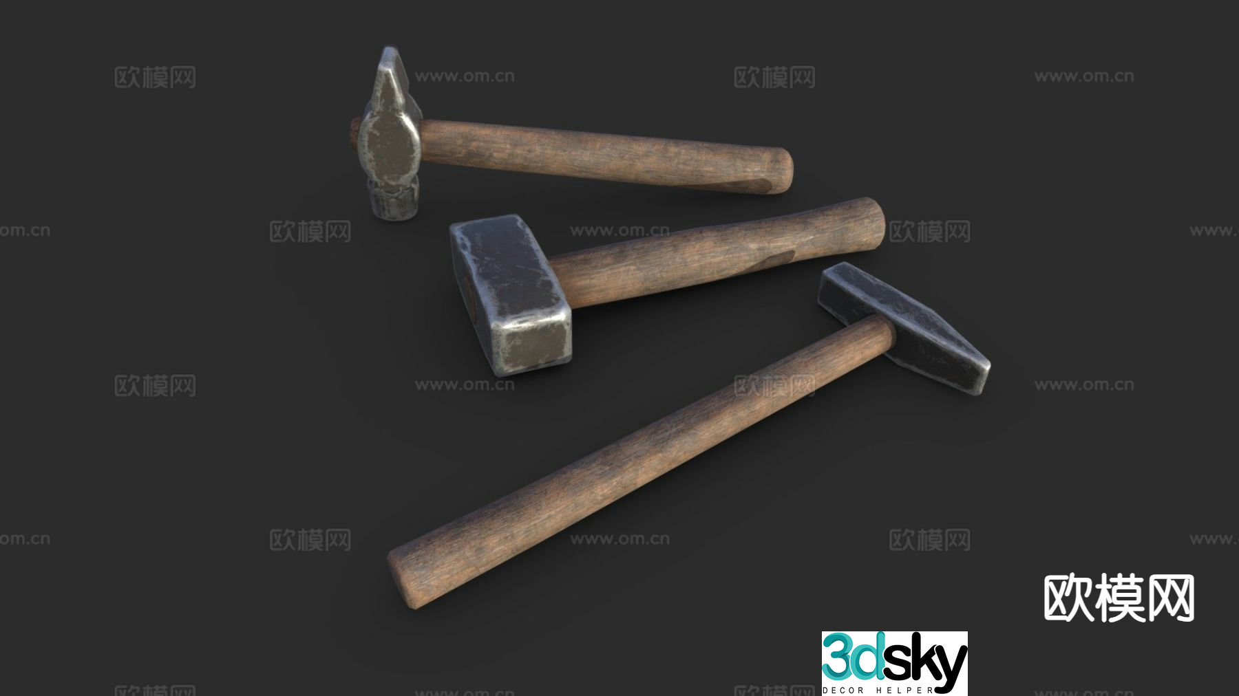 hammer shovel 3d model