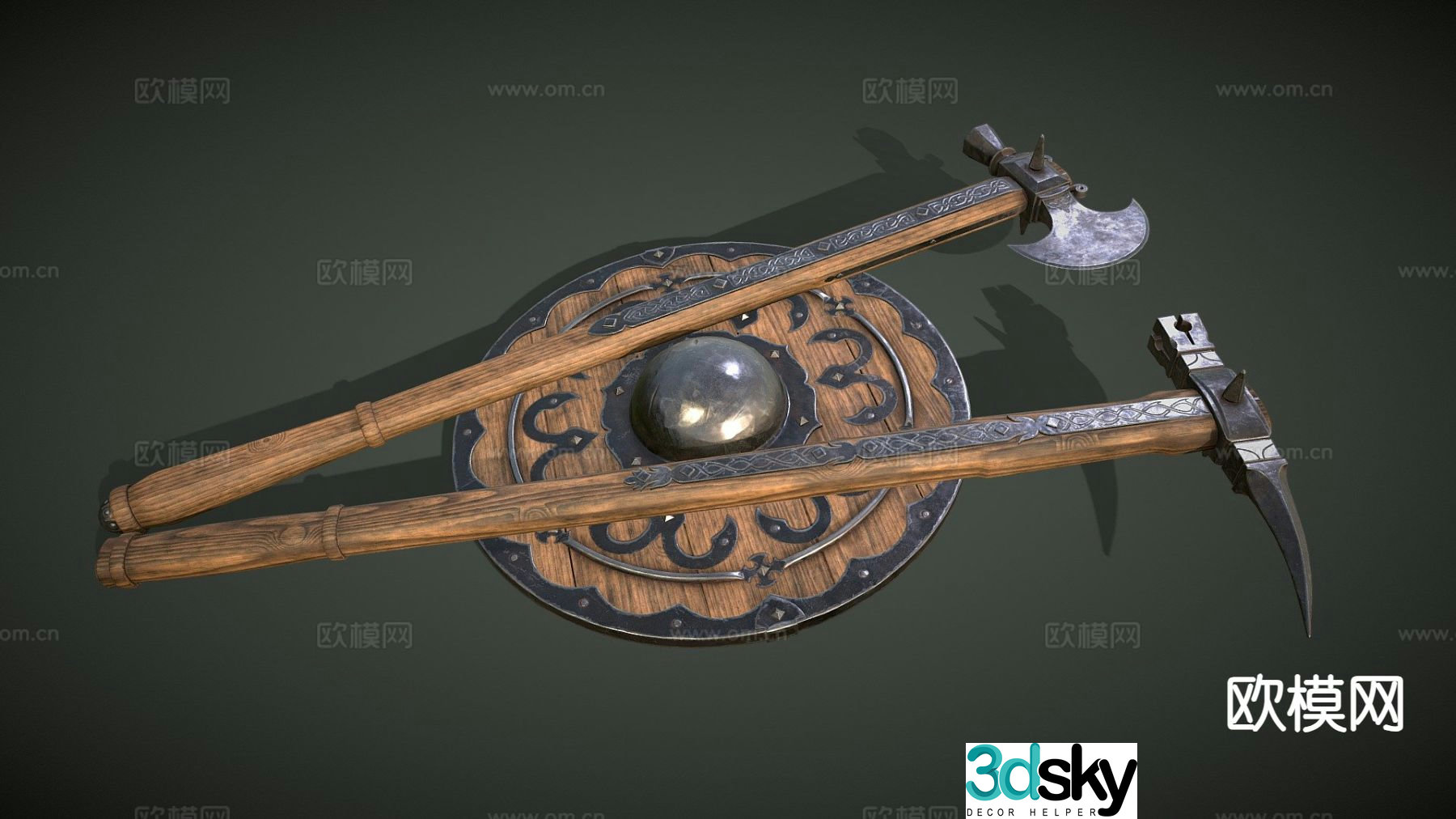 European style medieval weapons 3d model