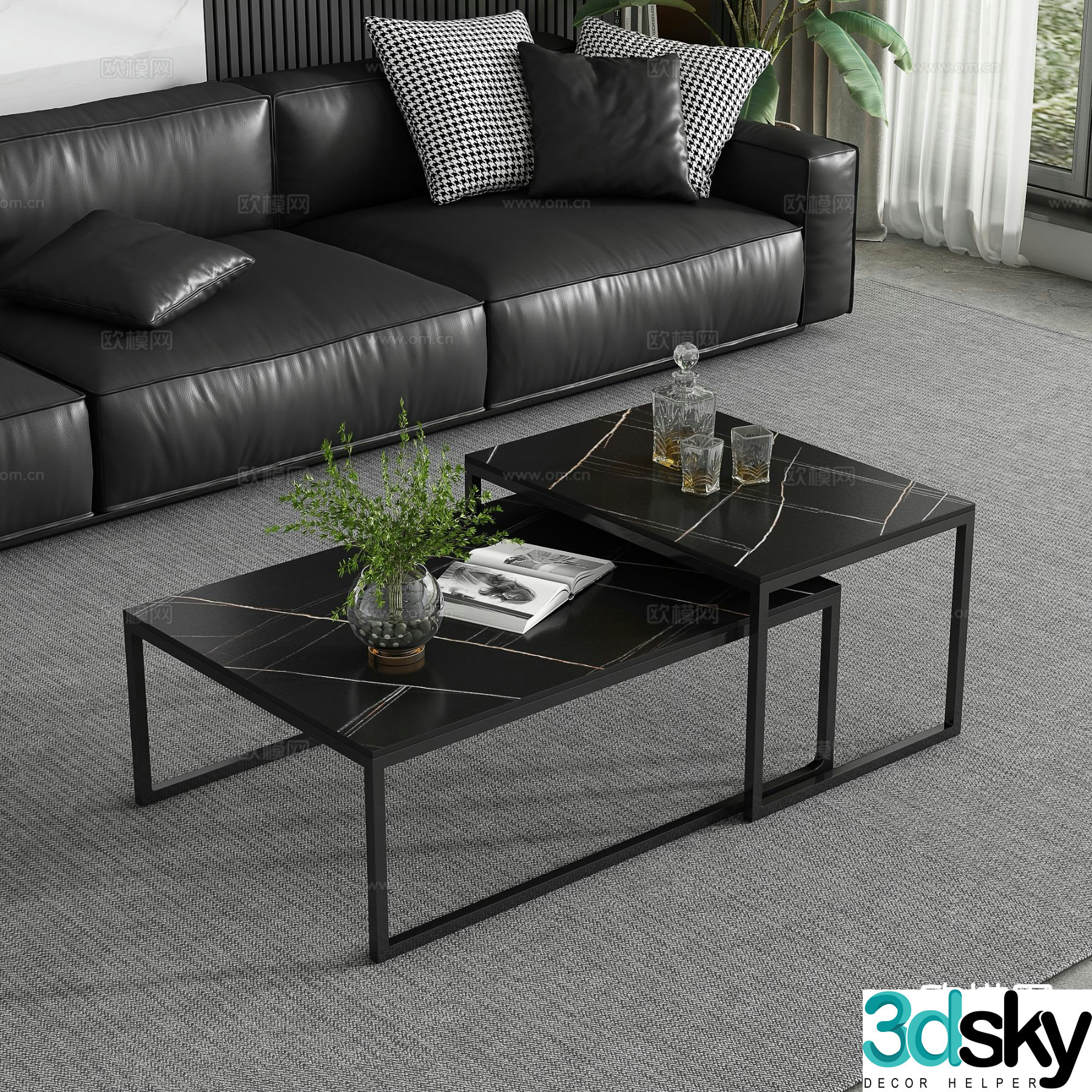 Modern double coffee table 3d model