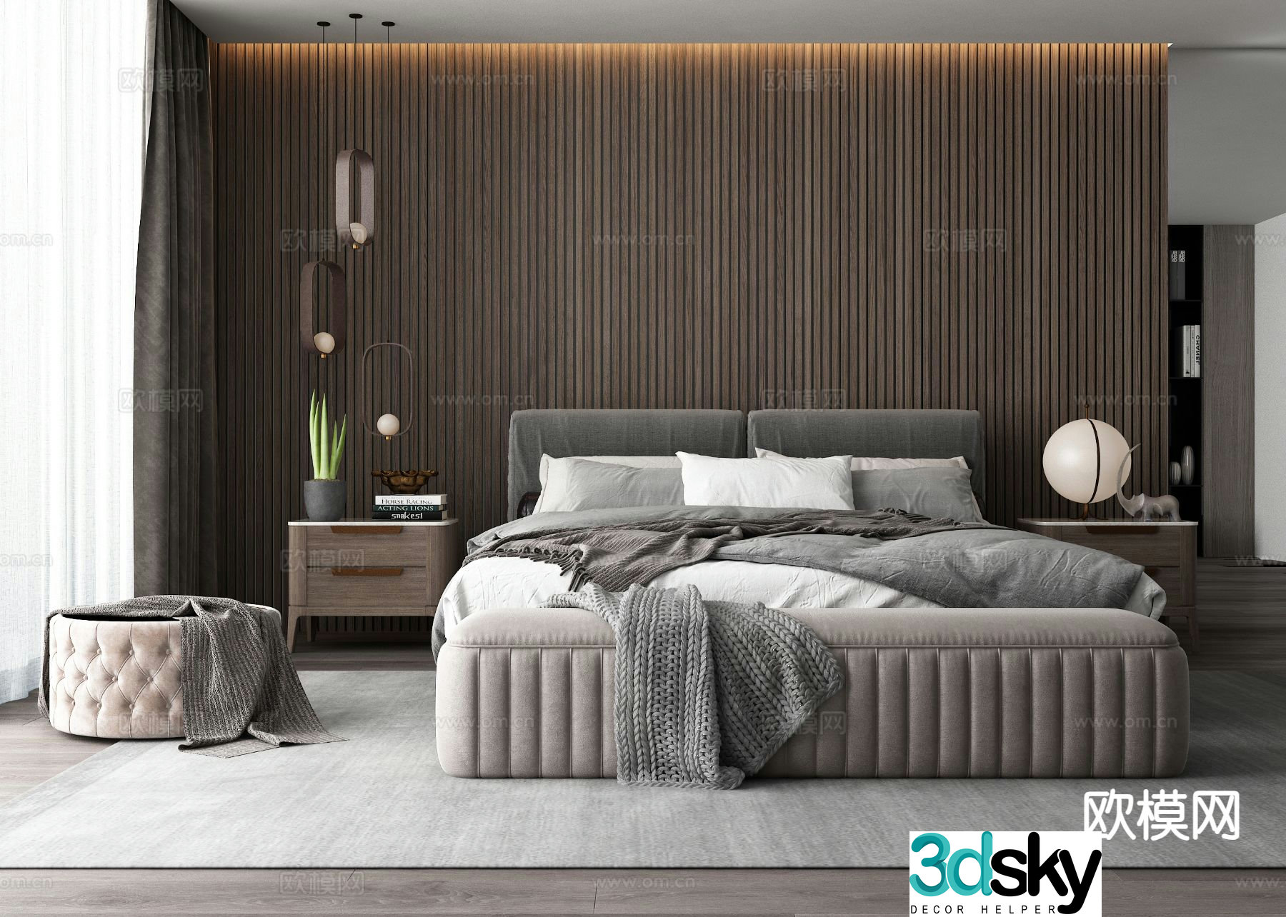 Modern double bed 3d model