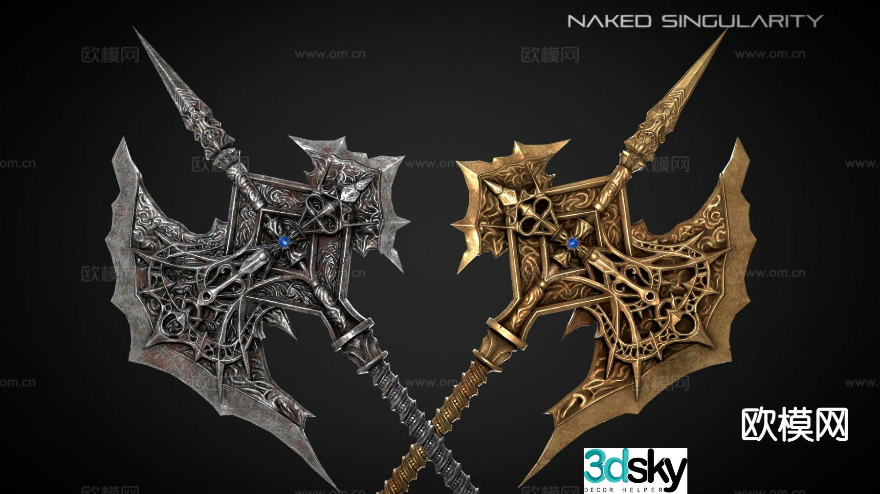 Holy Halberd Medieval Dark Fantasy Halberd 3D model