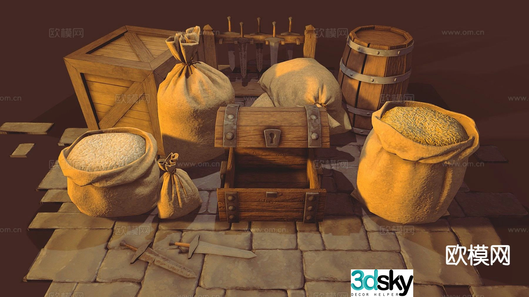 Medieval sack game prop 3d model