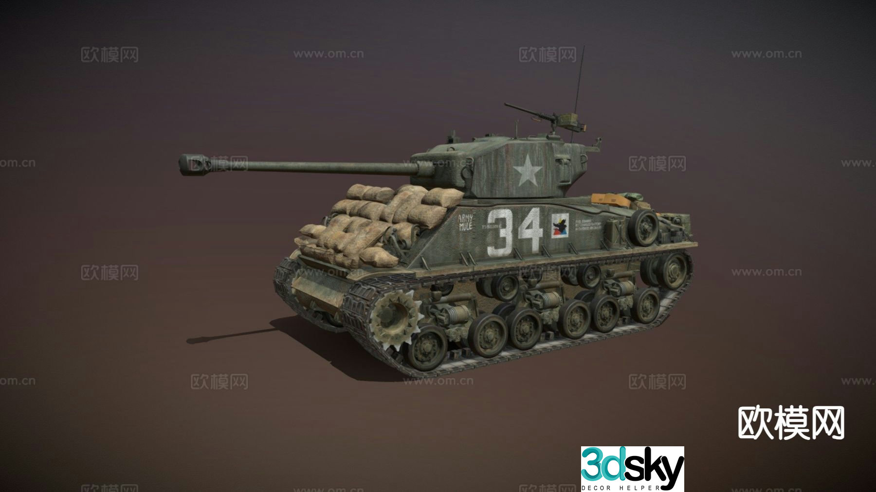Sherman-Army Mule Tank 3d model