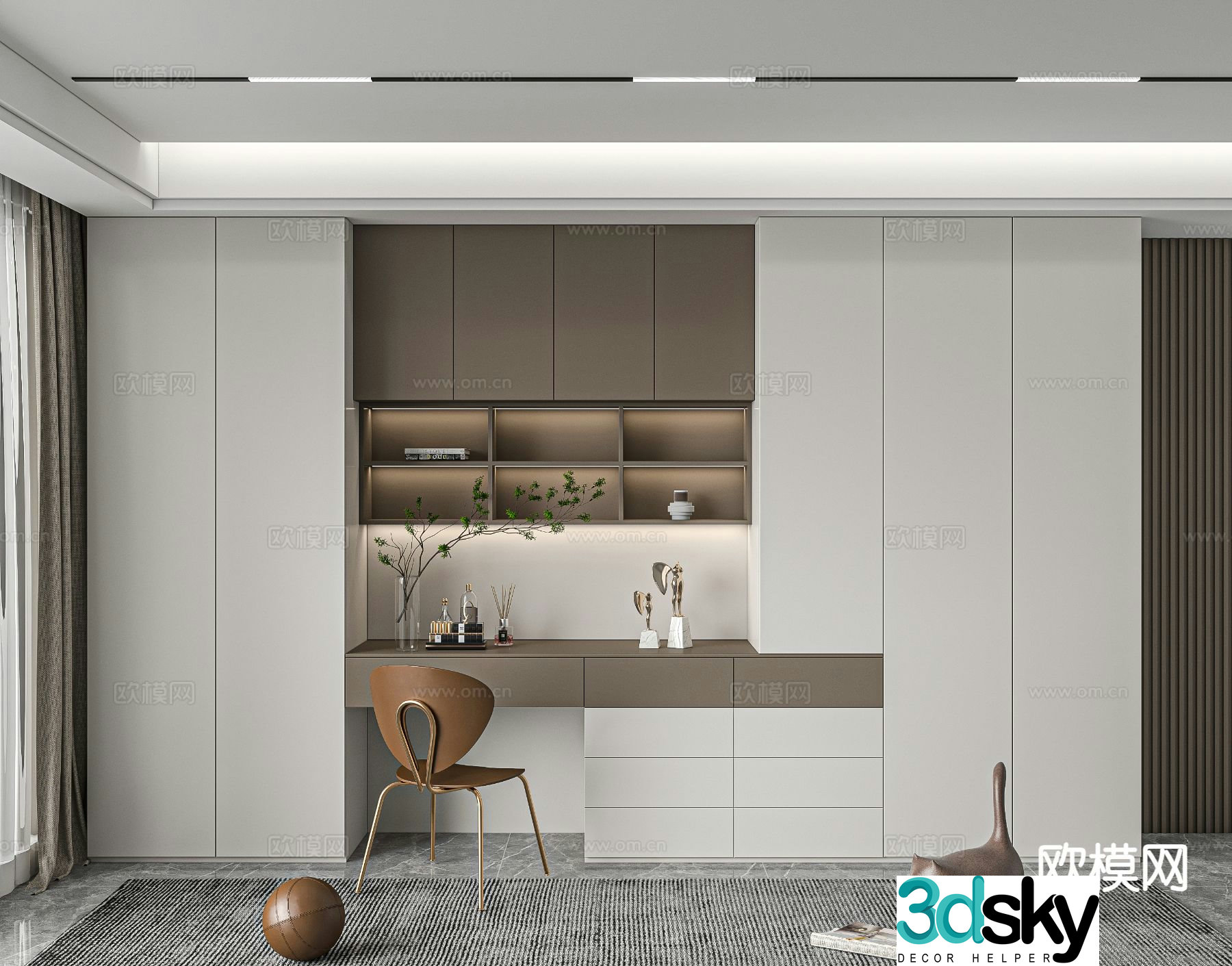 Modern wardrobe dresser integrated cabinet 3d model