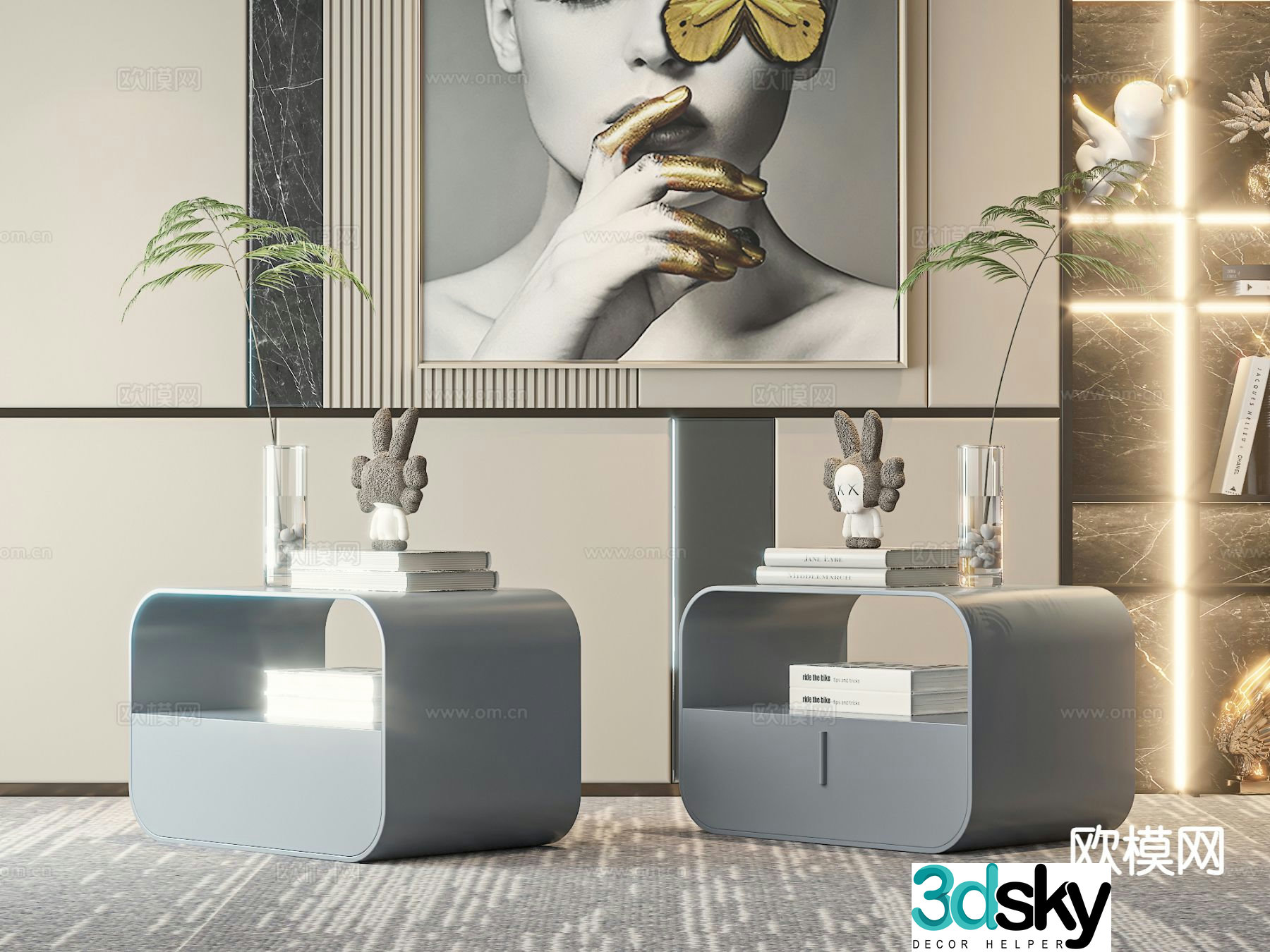 Modern bedside table 3d model