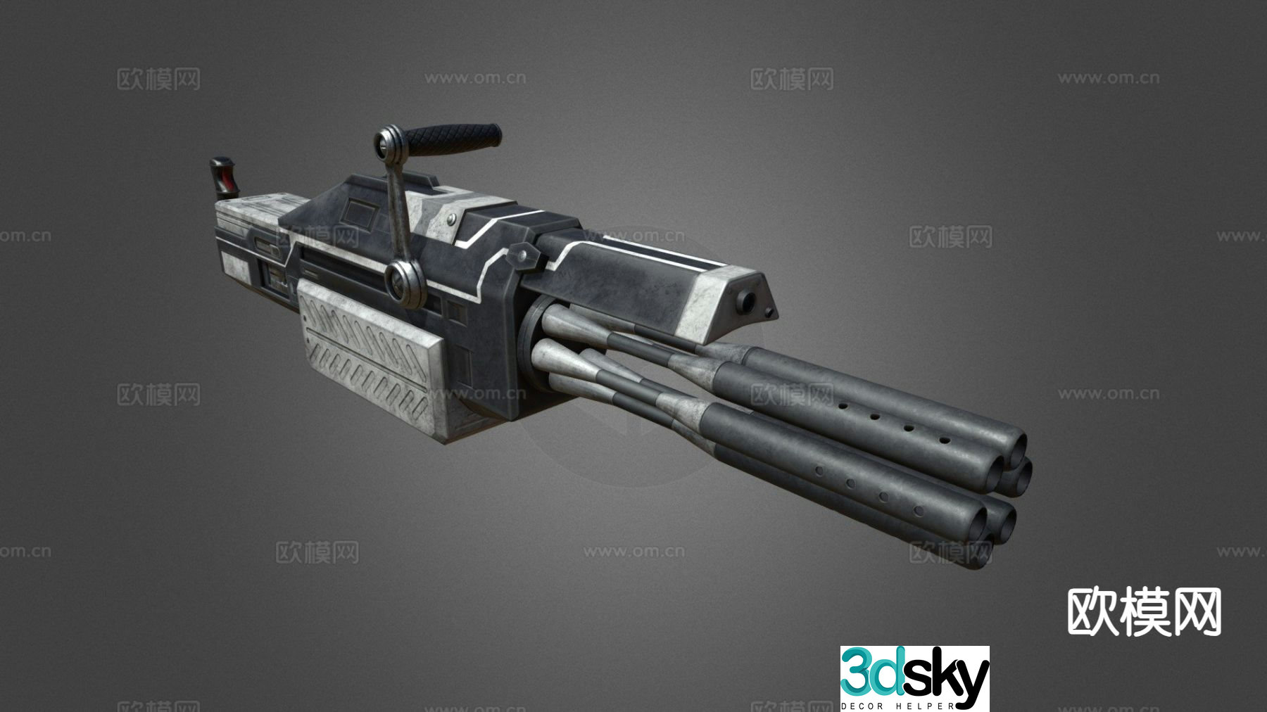 futuristic gatling gun firearm 3d model