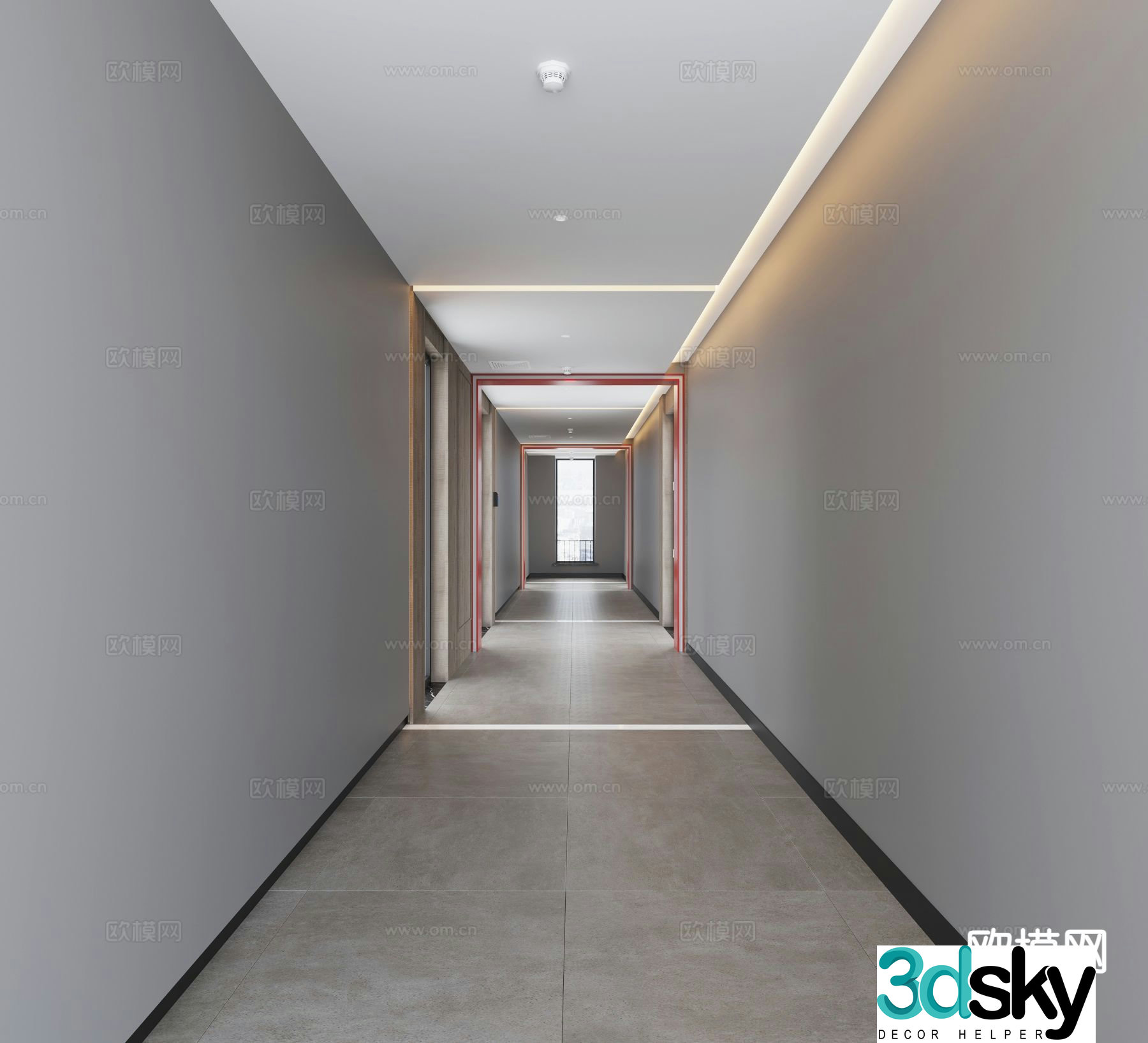 Office corridor aisle 3d model