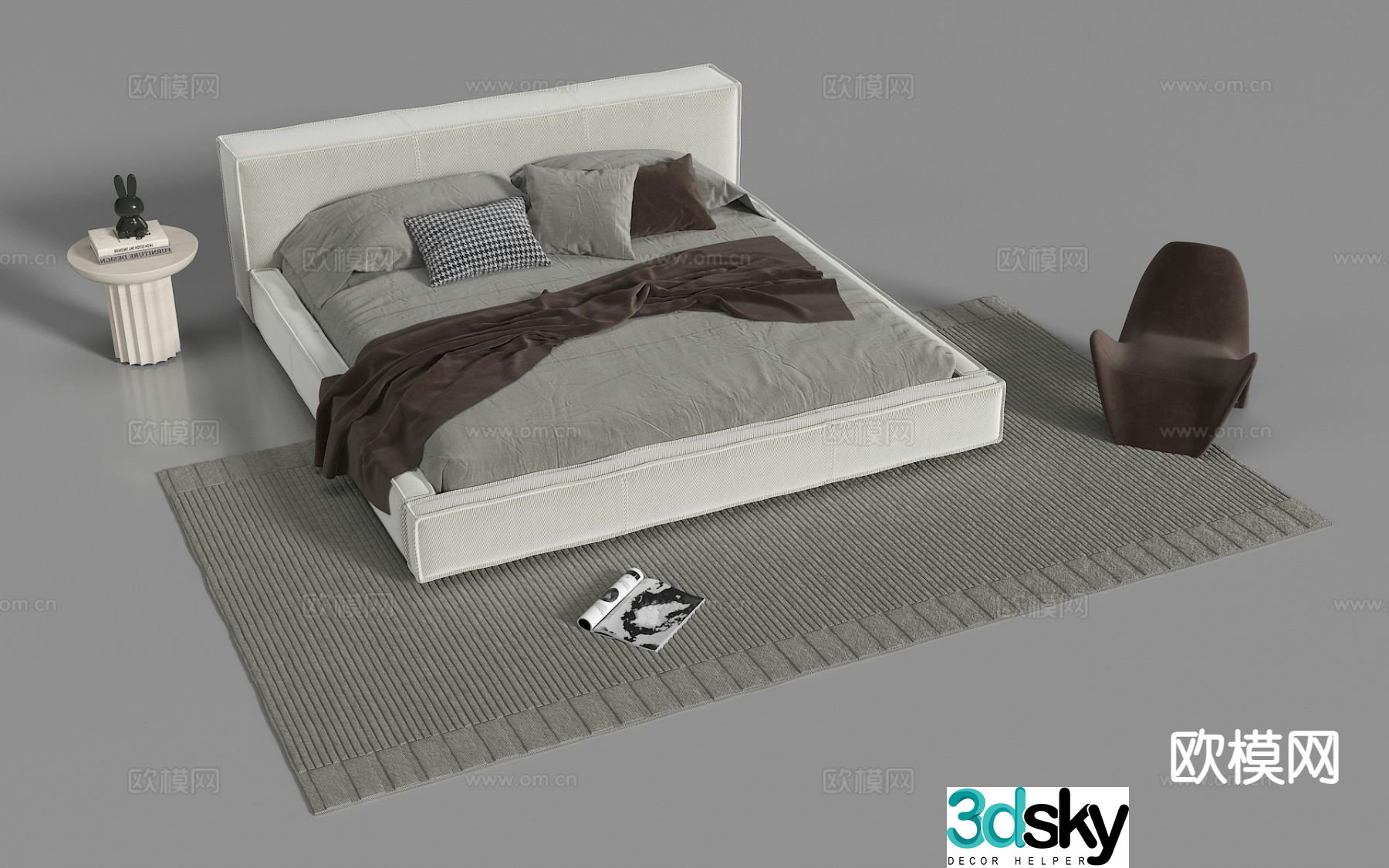 Modern double bed 3d model