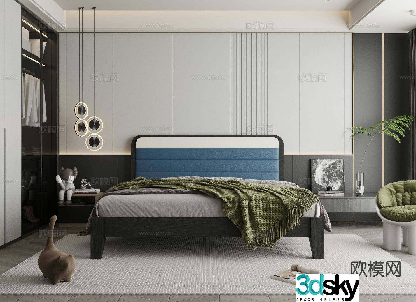 Modern double bed 3d model