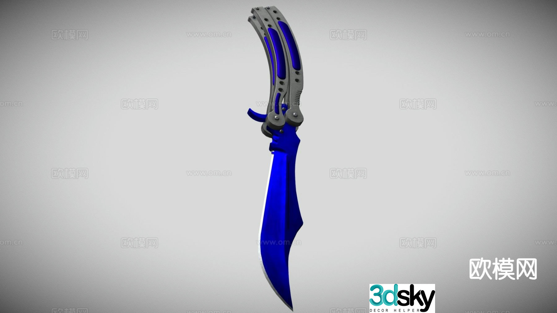 butterfly knife sapphire 3d model