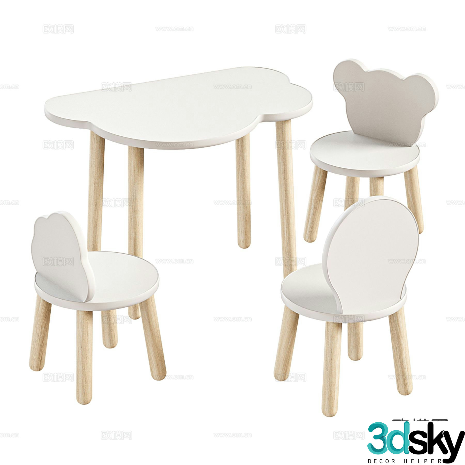 Ozon children’s table and chair cartoon table and chair 3d model
