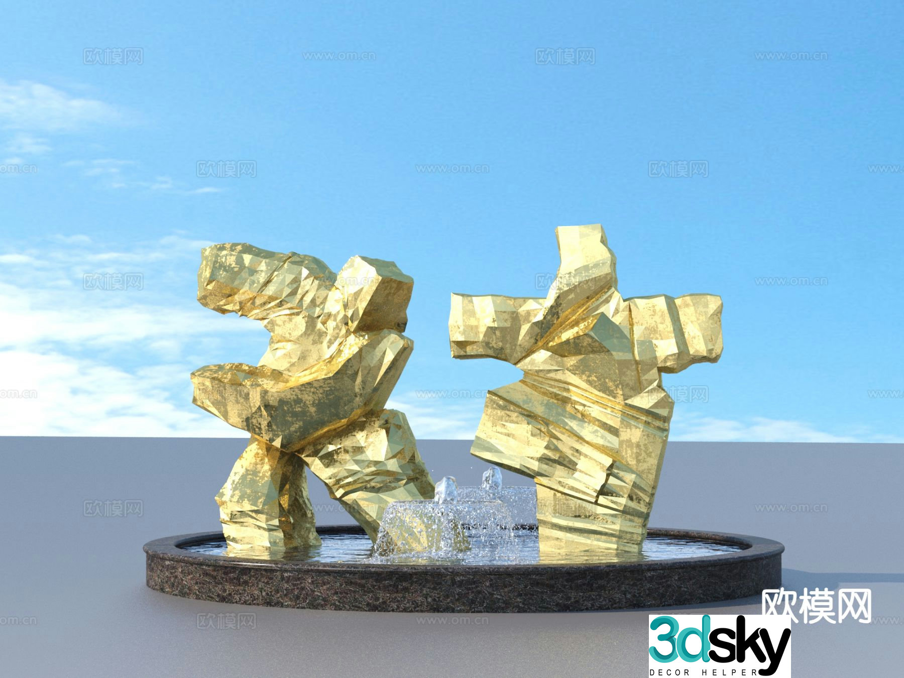 urban sculpture waterscape landscape sculpture 3d model