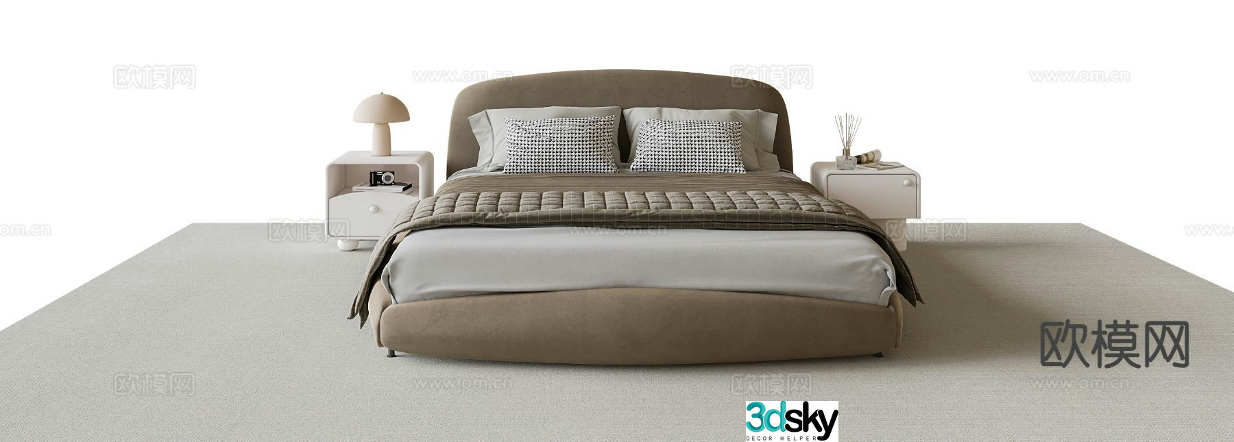 Modern double bed 3d model