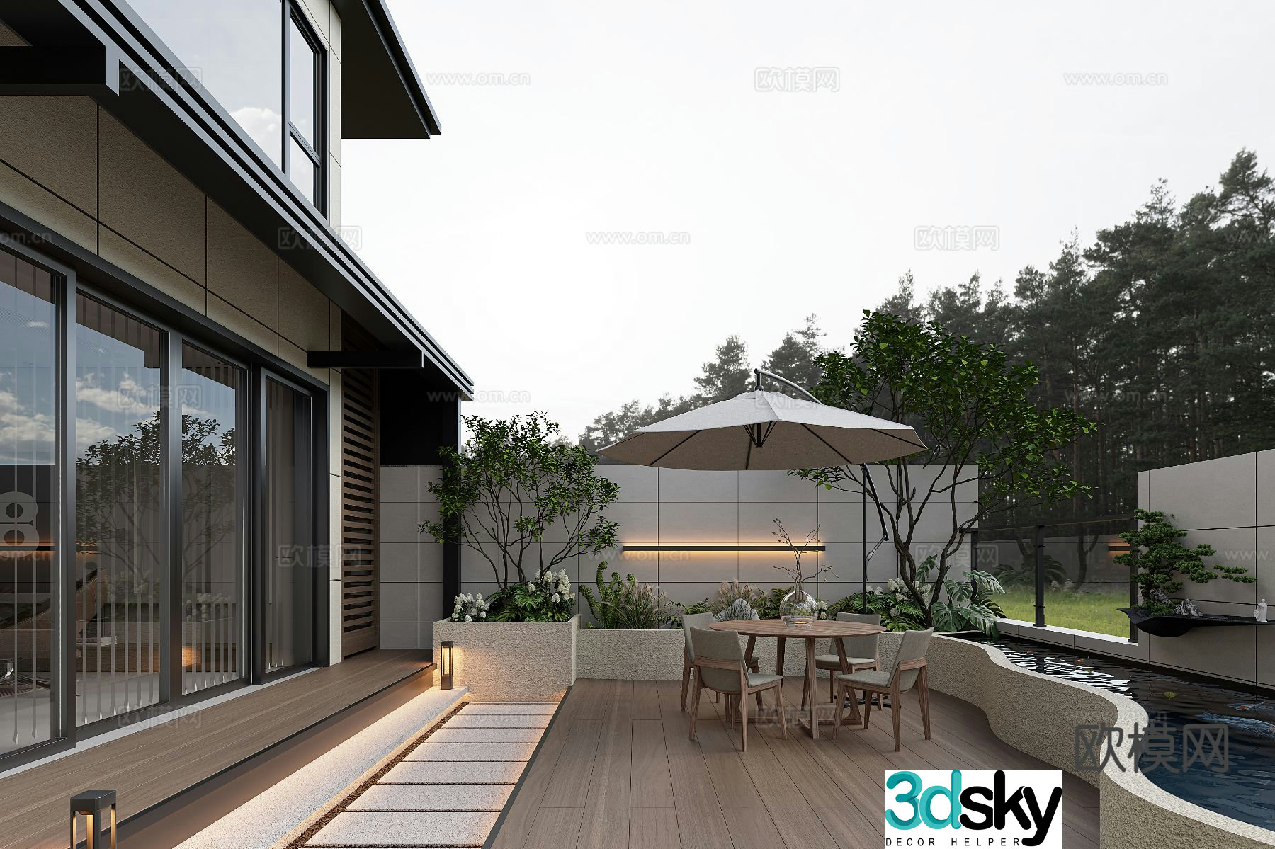 Villa landscape courtyard landscape 3d model