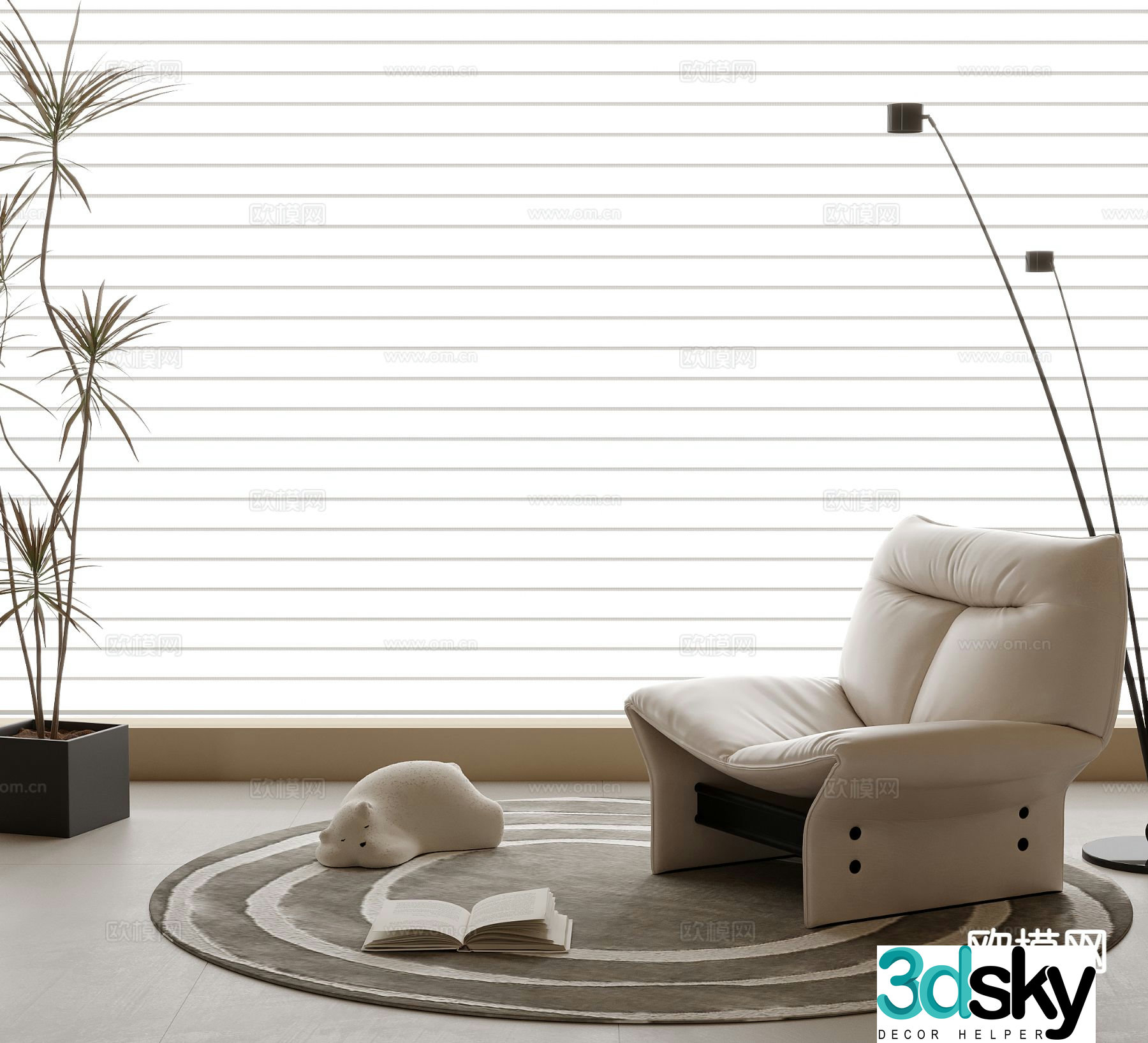 Modern single sofa leisure sofa 3d model