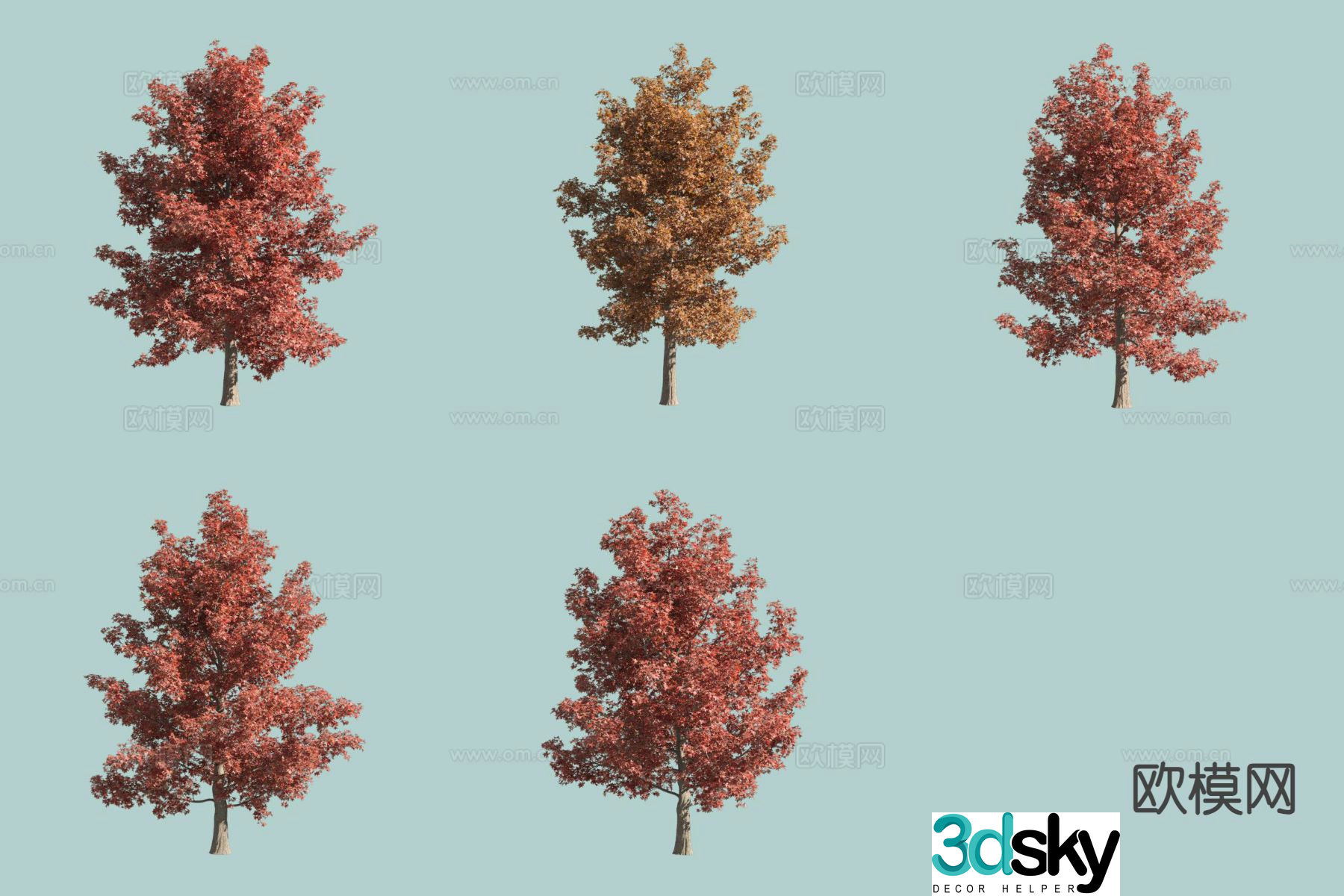 North American maple tree landscape tree autumn leaf tree yellow leaf tree 3d model