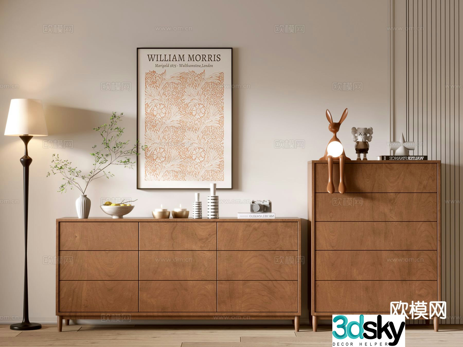 Medieval style side cabinet 3D model